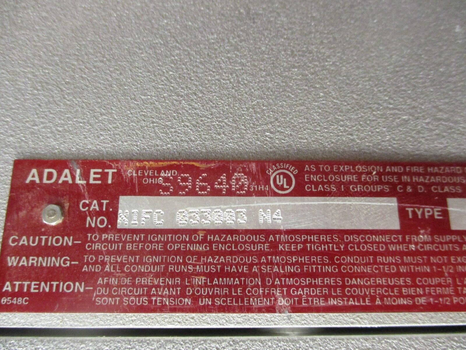 Adalet Explosion Proof Control Enclosure XIFC 033003 N4 Type 4 11-Position Used