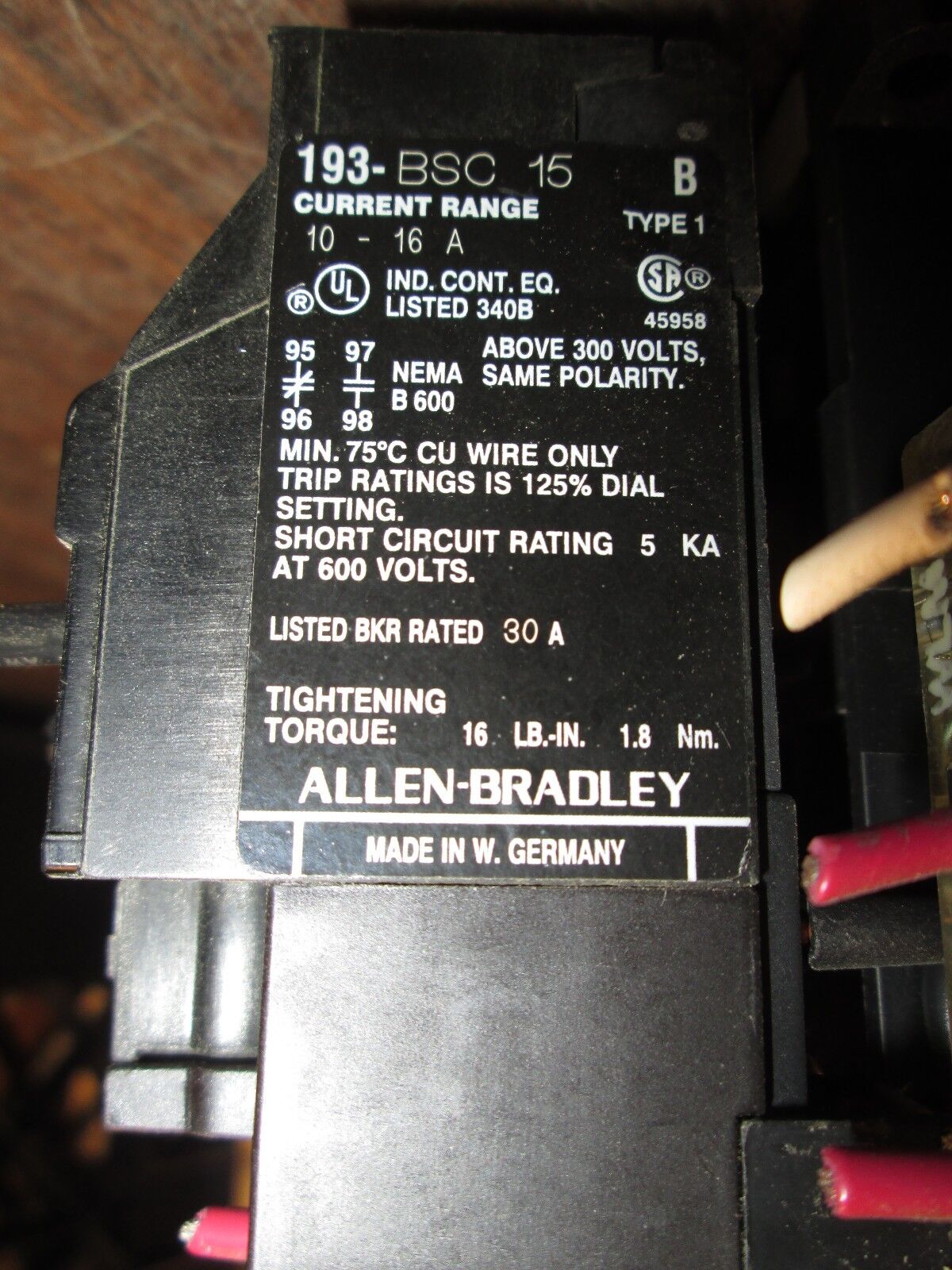 Allen-Bradley Reversing Contactor 100-A12ND3 193-BSC 199-FSMA1 120V Coil Used