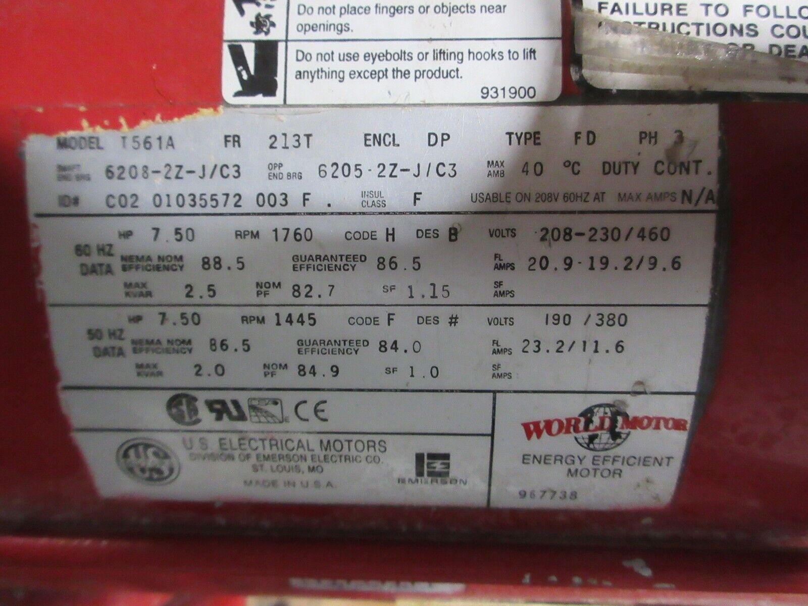 Bell & Gossett 1510 Pump 2.5BB 8.625 BF 7.5HP 70FT Head 220GPM 1800RPM Used