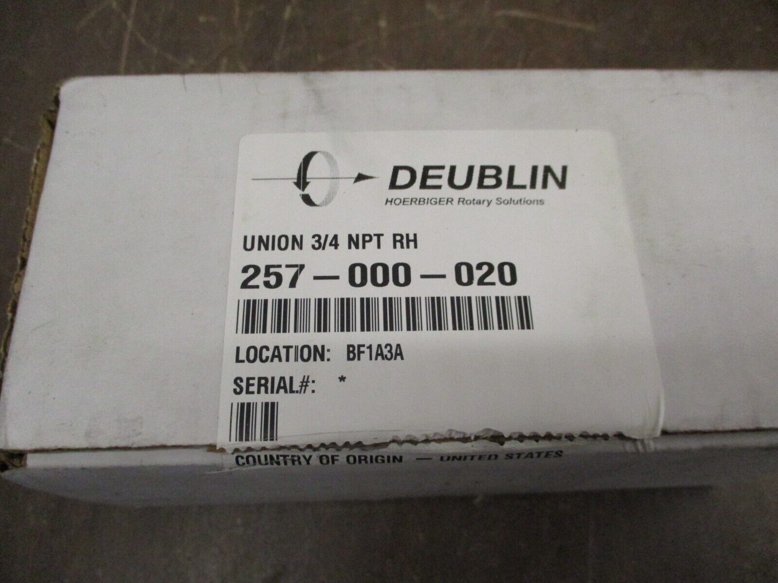 Deublin Union 257-000-020 3/4" NPT RH New Surplus