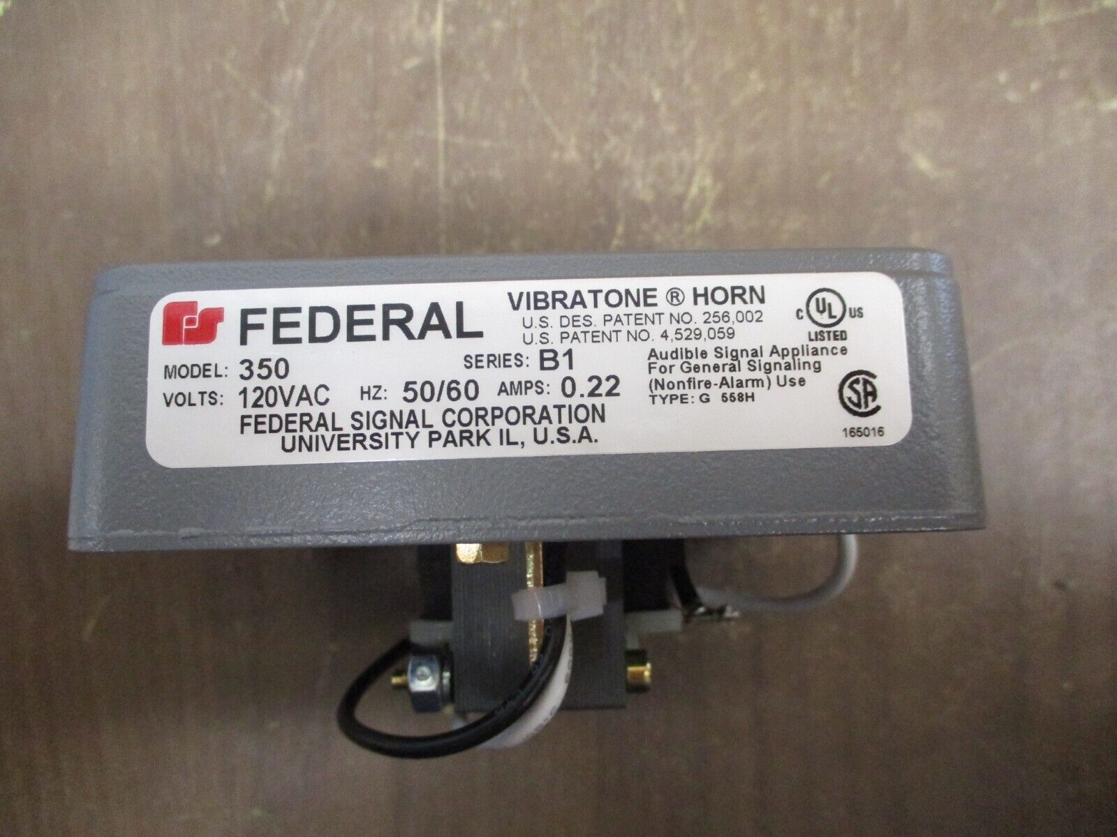 Federal Signal Horn Mechanism 350-120-30 Ser. B1 120VAC Grey New Surplus