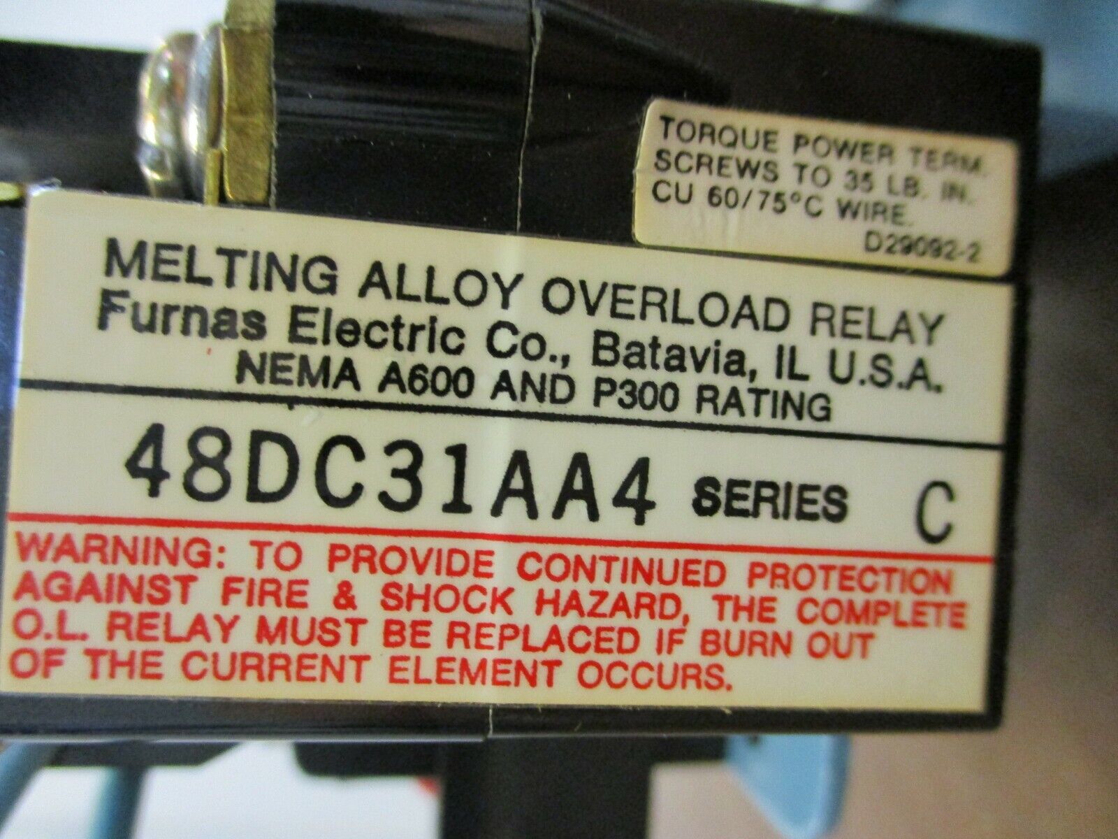 Honeywell/Furnas Starter DP3030B 5002/48DC31AA4 120V Coil 30A 600V Used