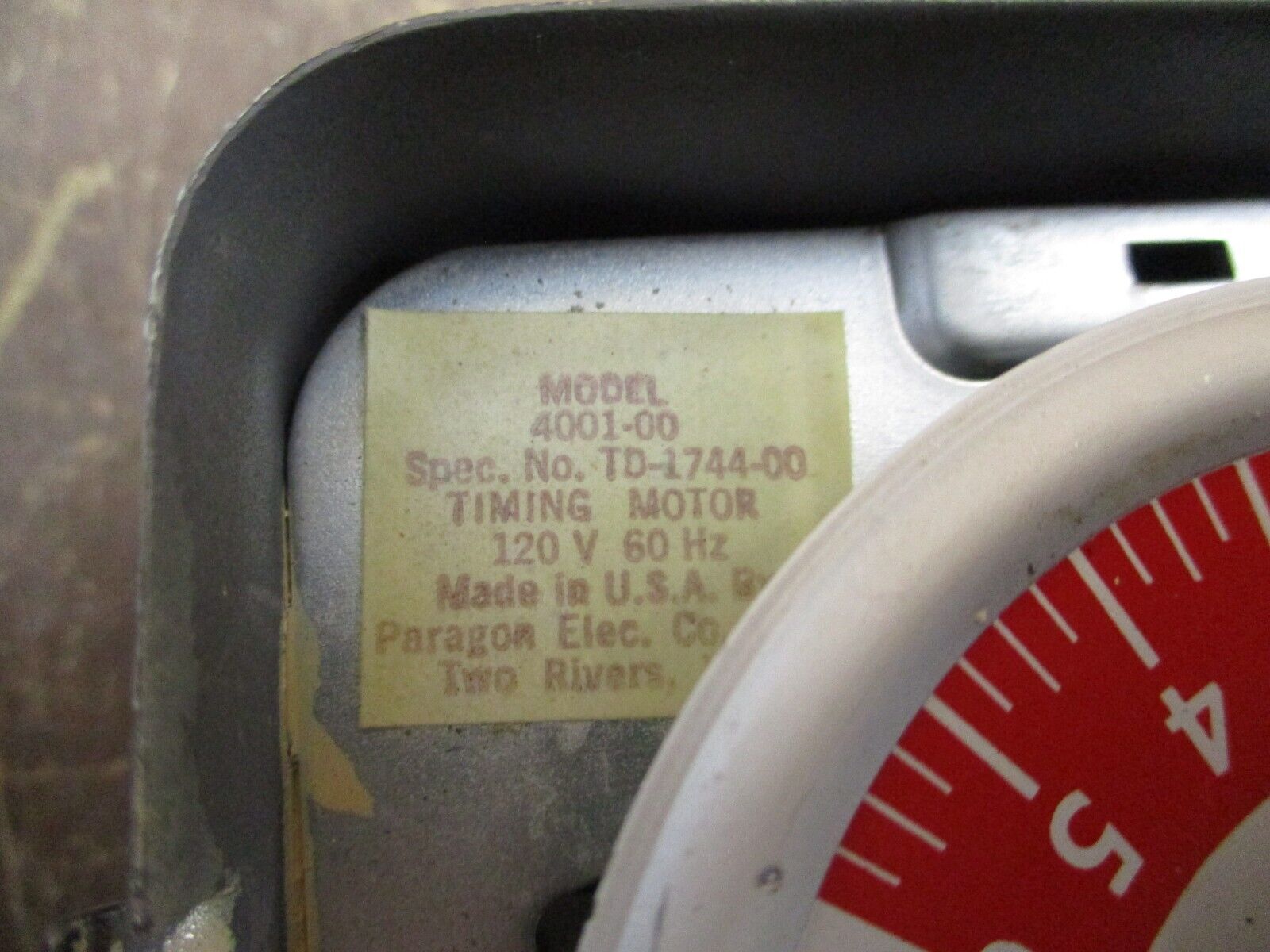 Paragon 4001-00 Timer TD-1744-00 120V 60Hz Used