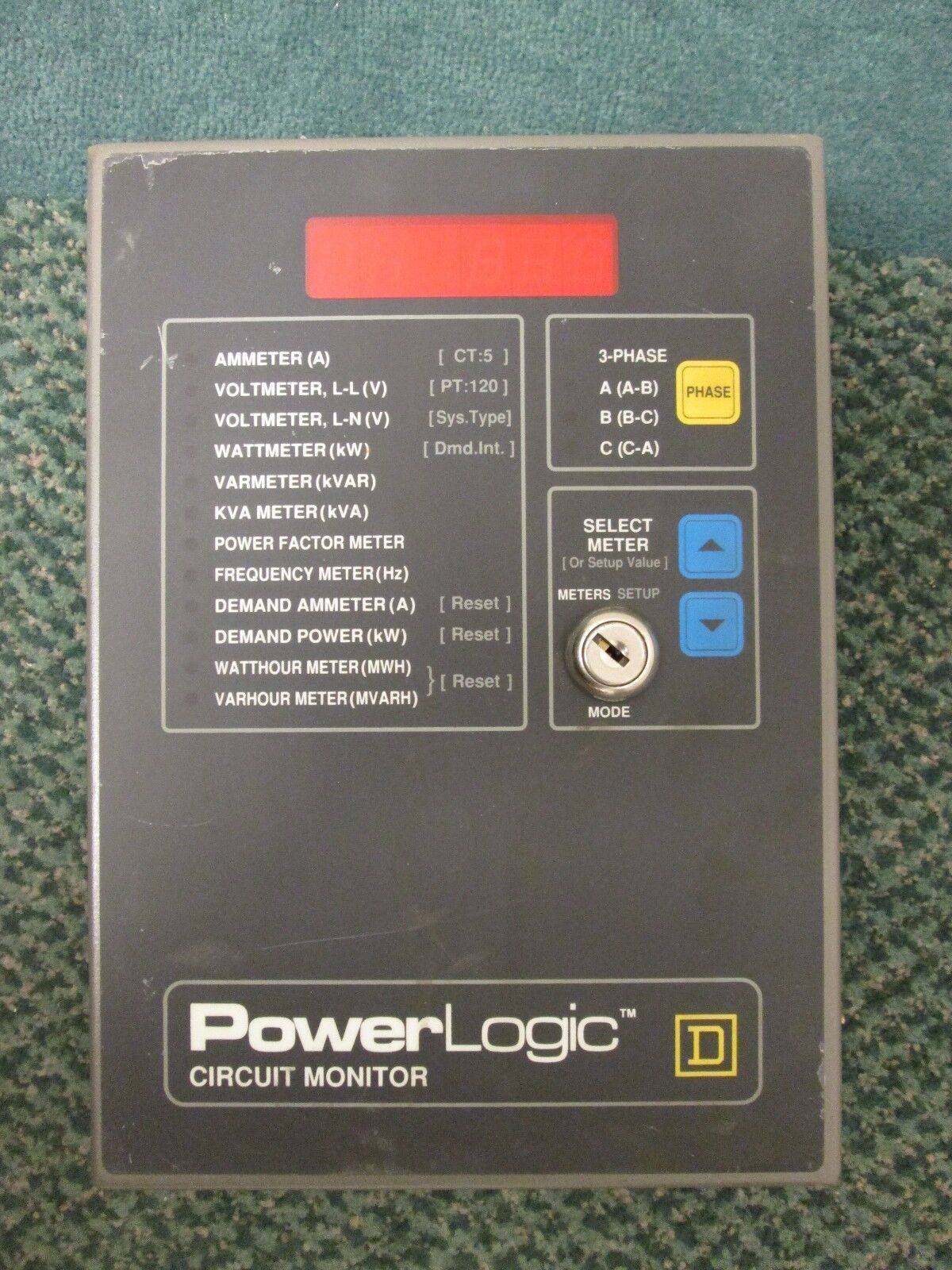 Square D PowerLogic Circuit Monitor 3020 CM250X1 120VAC 0.5A 50/60Hz Used
