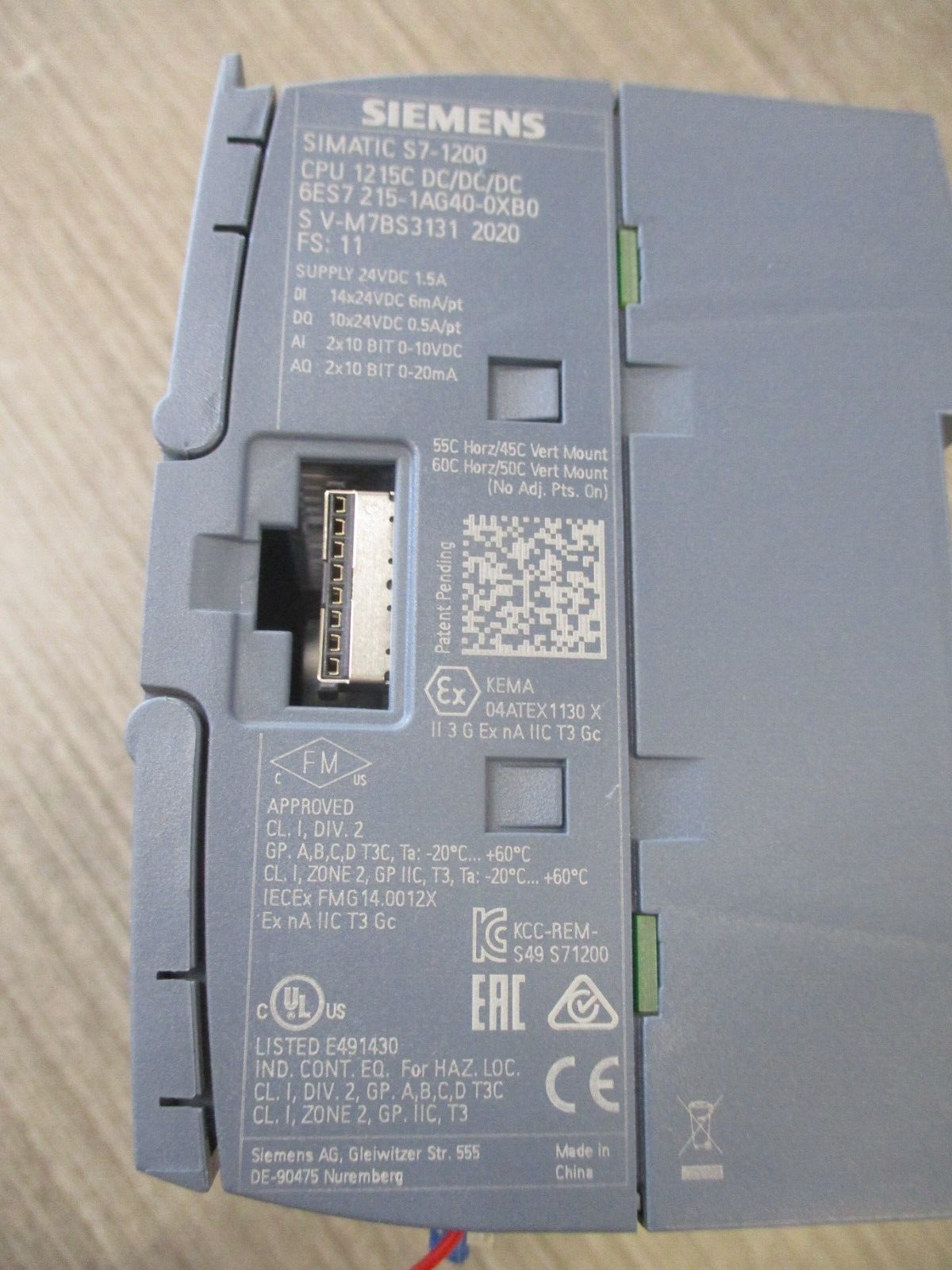 Siemens SimaticS7-1200 CPU Module 6ES7 215-1AG40-0XB0 Used.