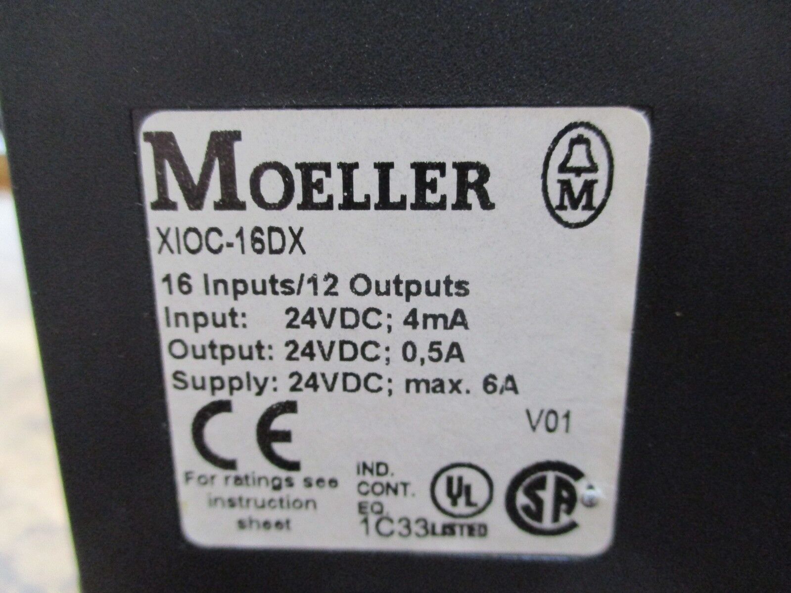 Moeller Digital I/O Module XIOC-16DX 16 Inputs 12 Outputs 24VDC Input:4mA Used