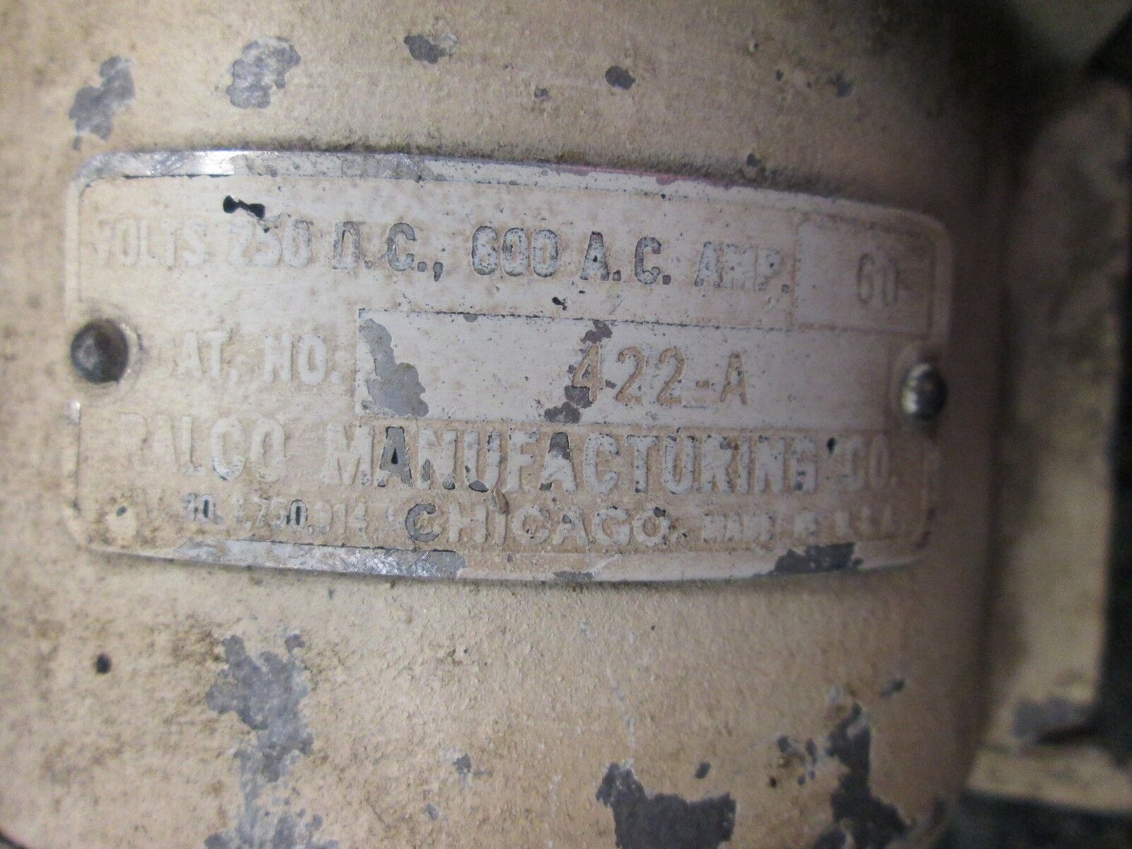 Ralco Receptacle with Base 422-A 60A 600V 4P 5W Used