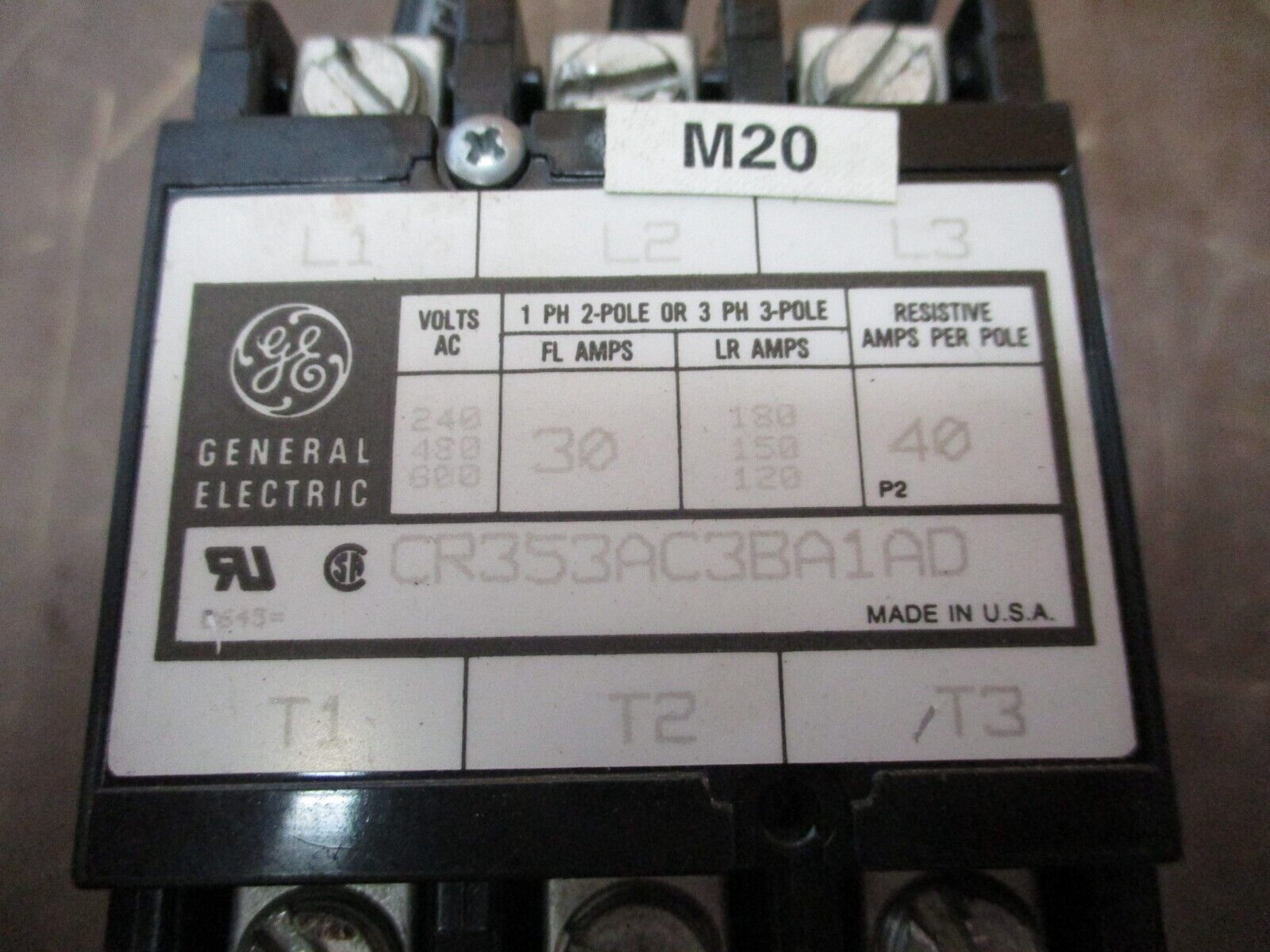 GE Contactor CR353AC3BA1AB 120V Coil 30A 600V Used
