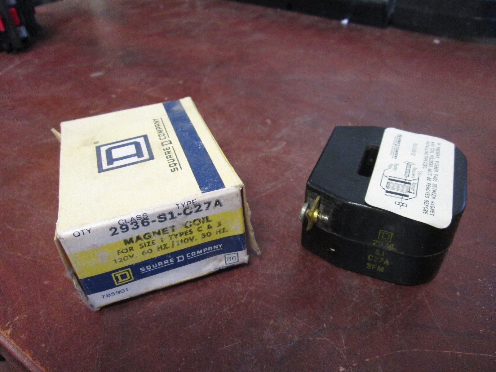 Square D Magnetic Coil 2936-S1-C27A 120V@60Hz 110V@50Hz New Surplus