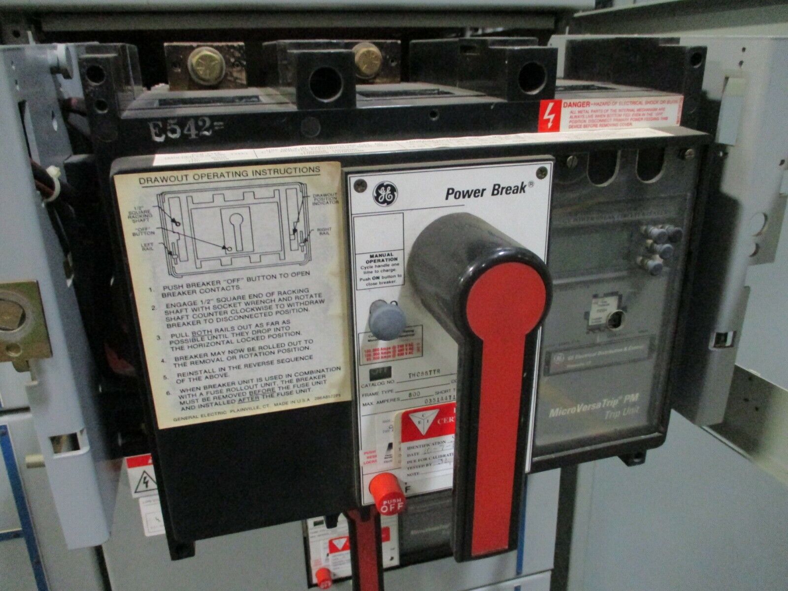 GE Power Break Circuit Breaker THC88TTR 600A Rating Plug w/ Trip Used