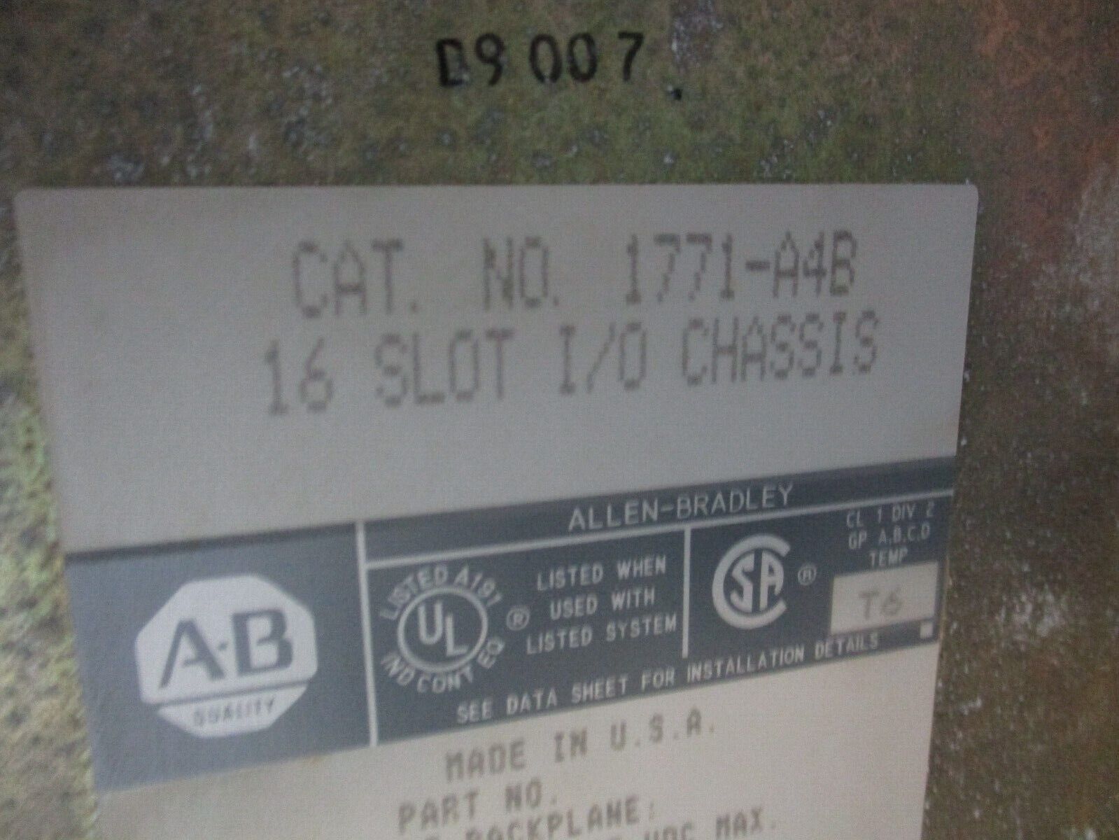 Allen-Bradley I/O Chassis w/ Power Supply 1771-A4B / 17771-P7 16-Slot Used