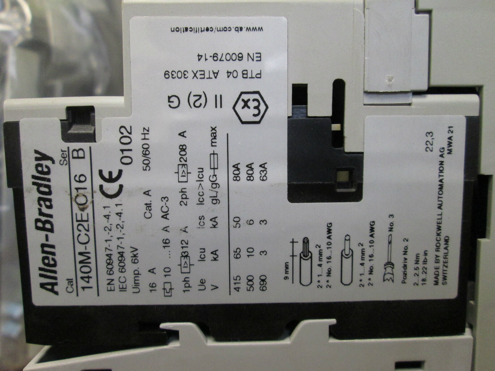 Allen-Bradley MCS Compact Starter 190S-CNDJ2-CC16C 24VDC Coil 10-16A Trip Used