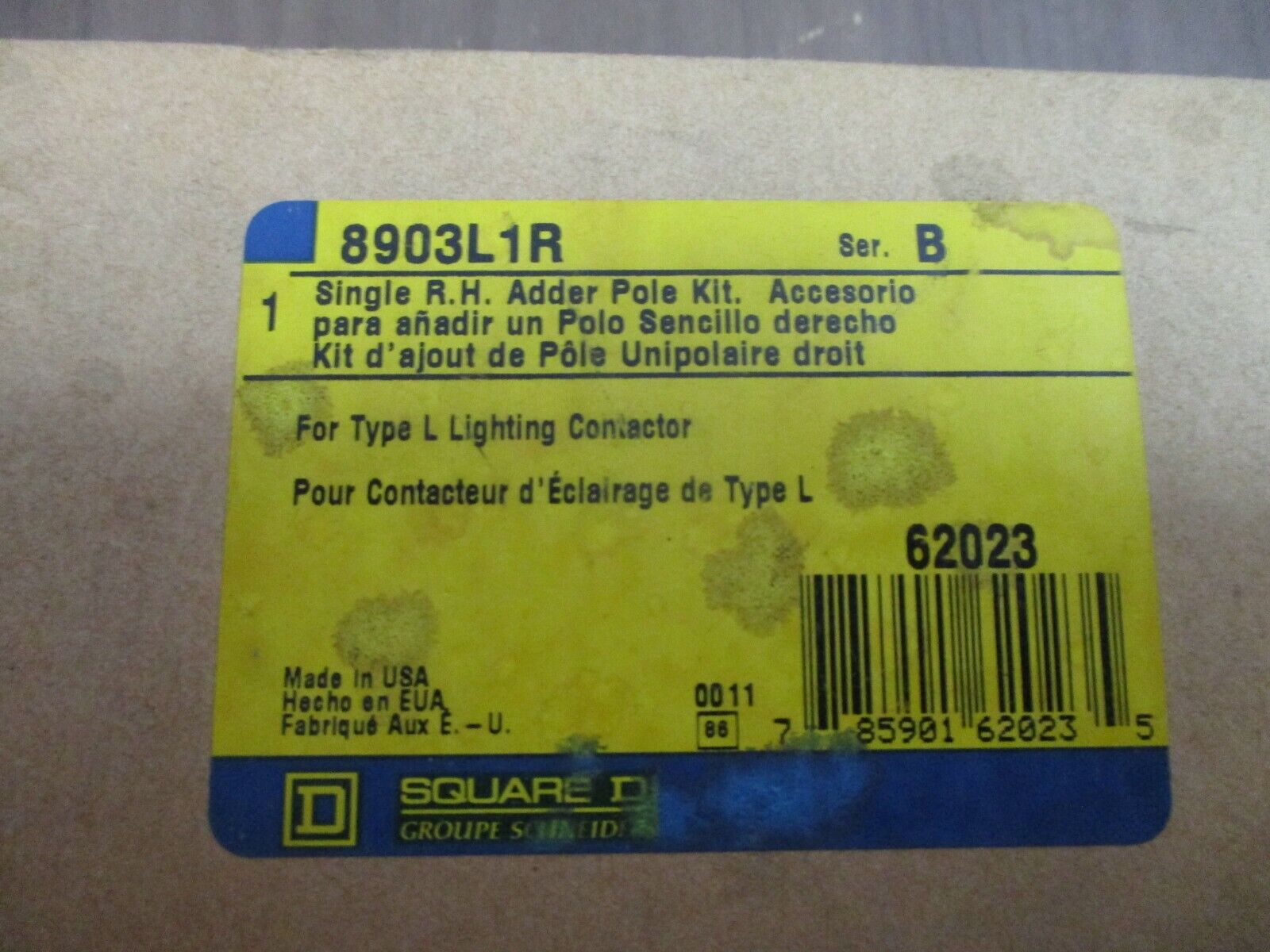 Square D Single R.H. Adder Pole Kit 8903L1R For Type L Lighting Contactor
