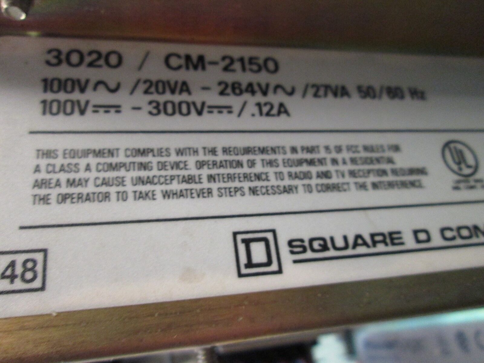 Square D Power Logic Circuit Monitor 3020 CM-2150 w/ 3090 VPM-277-C1 Used