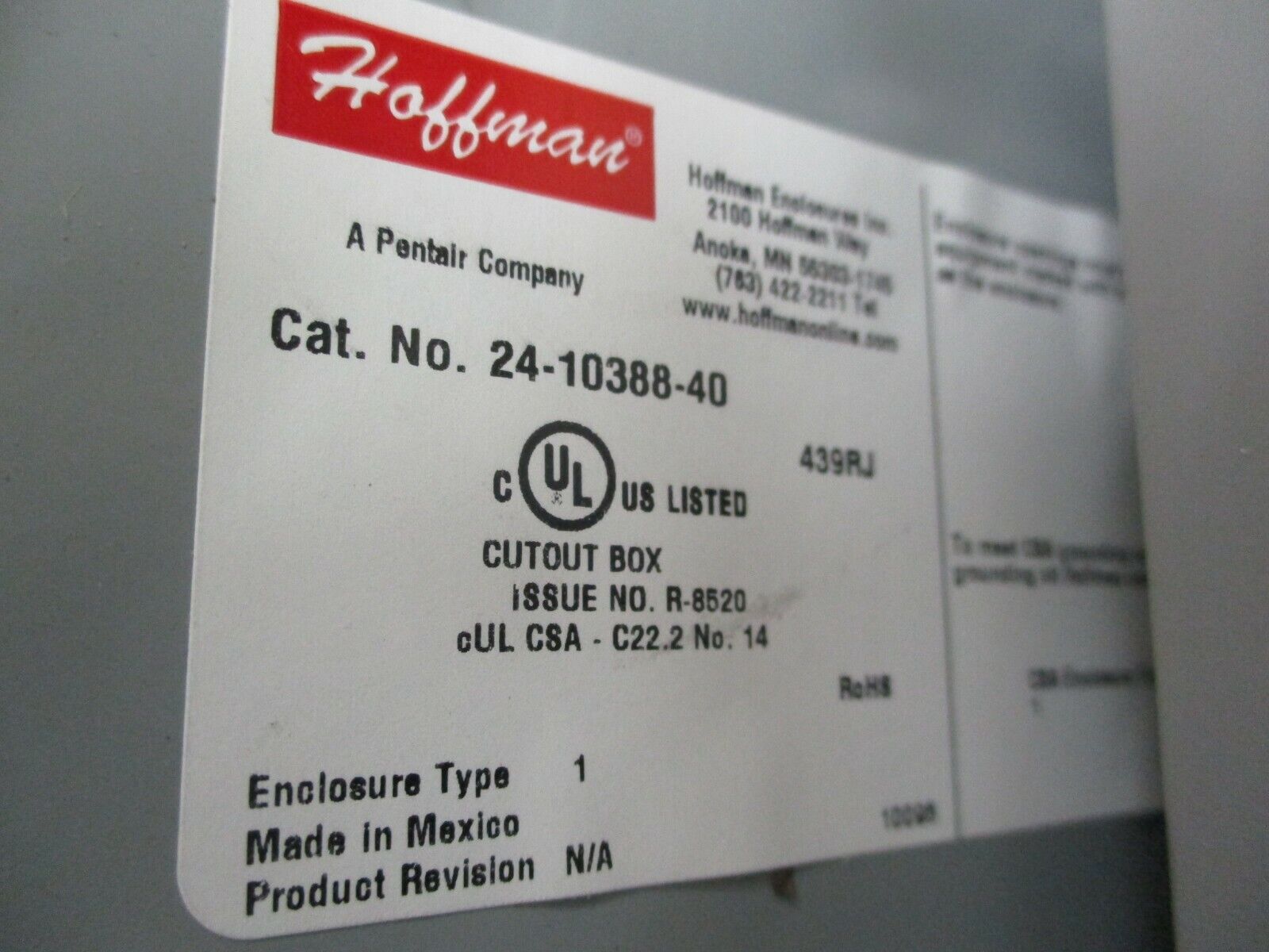 Johnson Controls Controller Enclosure PAKE00001FH0 Size: 16x20" Type 1 Enclosure