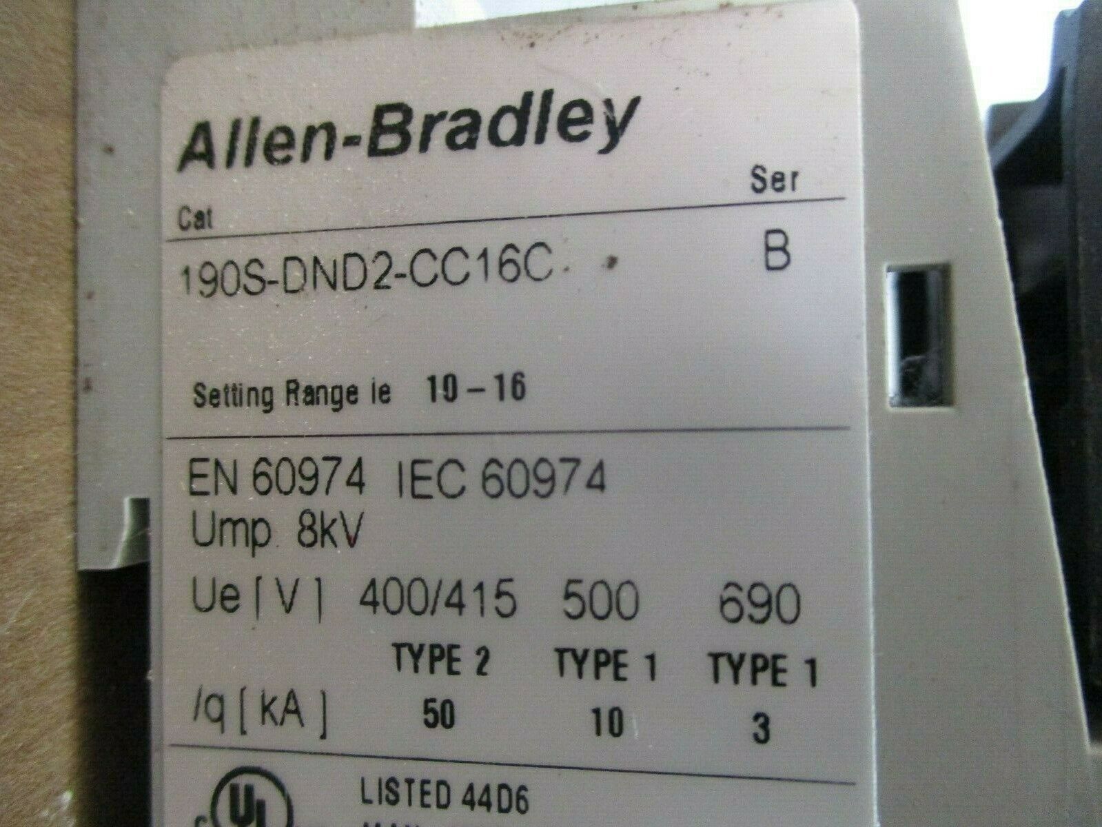 Allen-Bradley Combination Starter 190S-DND2-CC16C Ser. B 120V Coil Trip: 10-16A