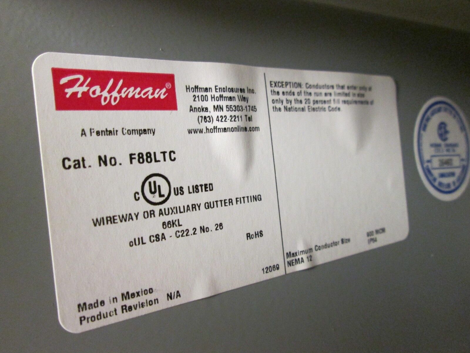 Hoffman Wireway Tee F88LTC Size 8x8" New Surplus