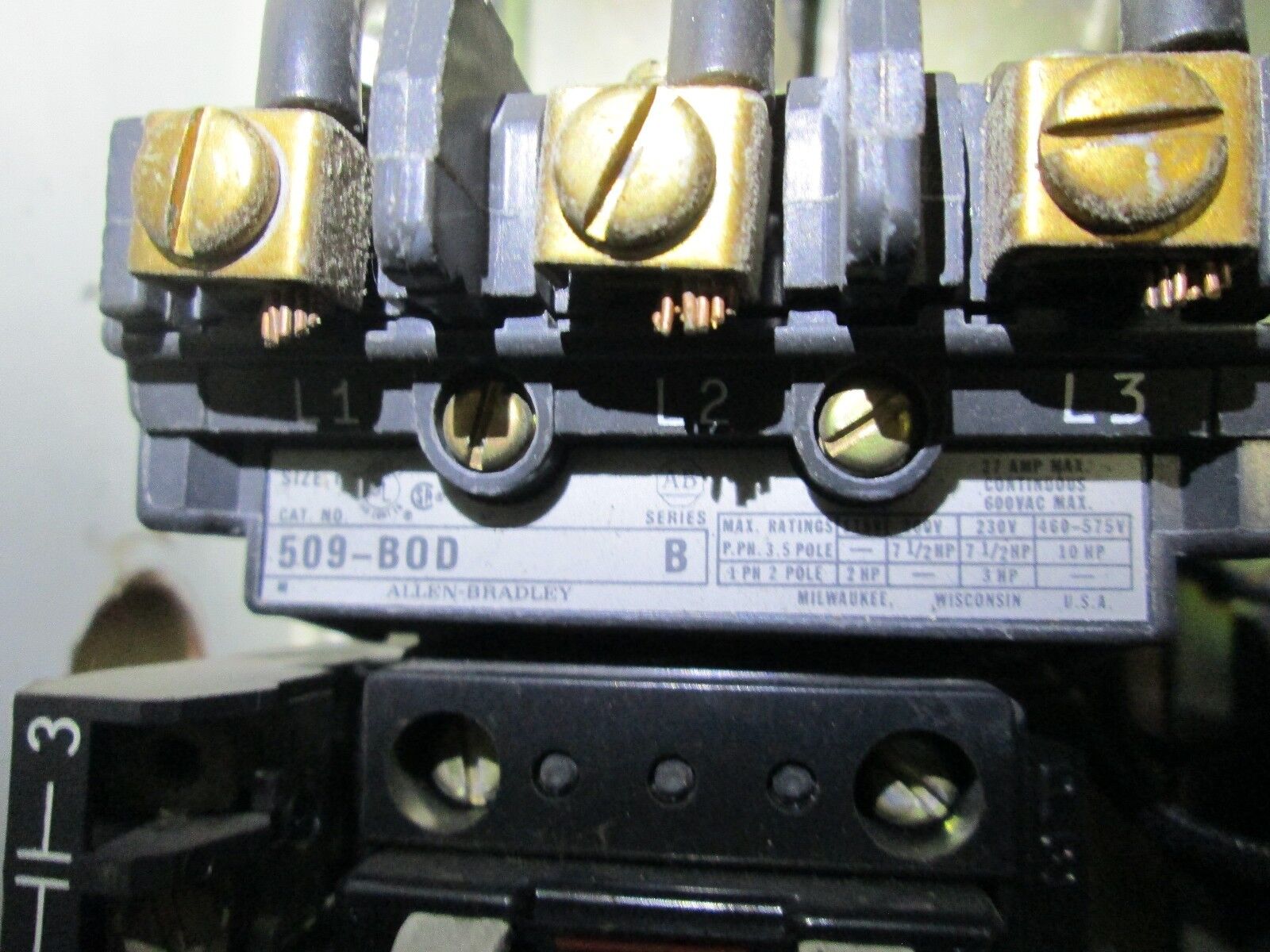 Allen-Bradley Fusible Combination 509-BOD 120V Coil Control Transformer Used