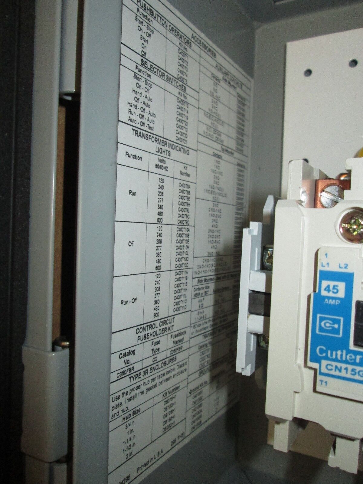 Cutler-Hammer Enclosed Starter ECN0121A3A Size 2 Nema 1 Enclosure New Surplus