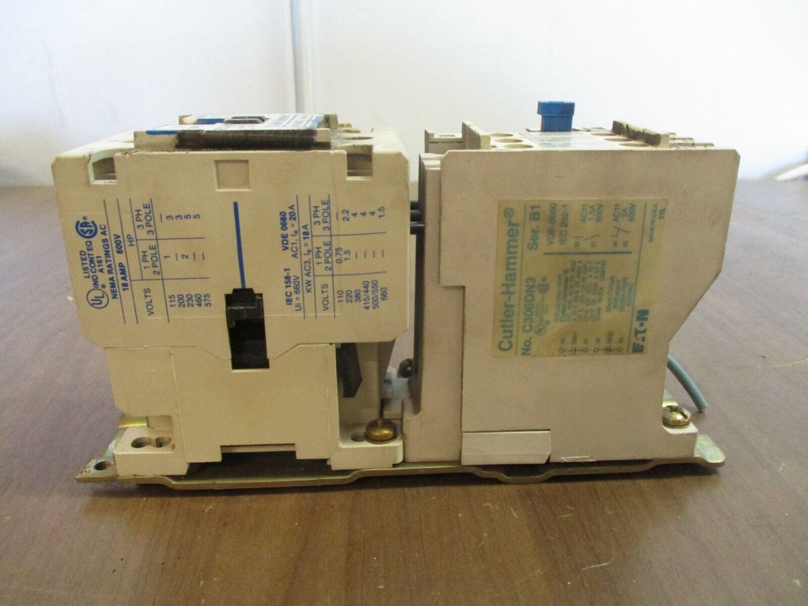 Eaton Cutler-Hammer Size 0 Starter AN16BN0 / C306DN3 18A 600V Used