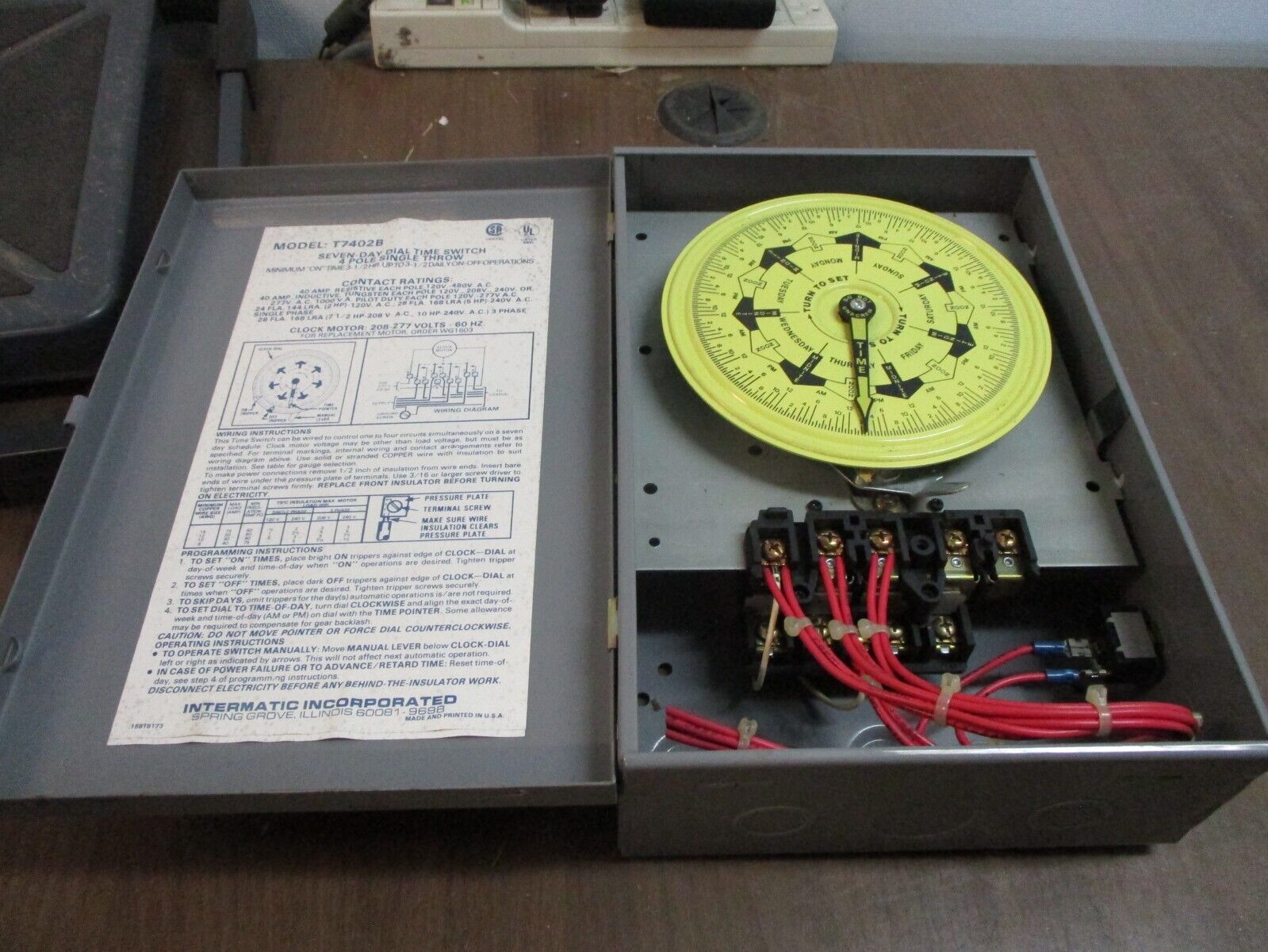Intermatic 7-Day Dial Time Switch T7402B 4P Single Throw Used