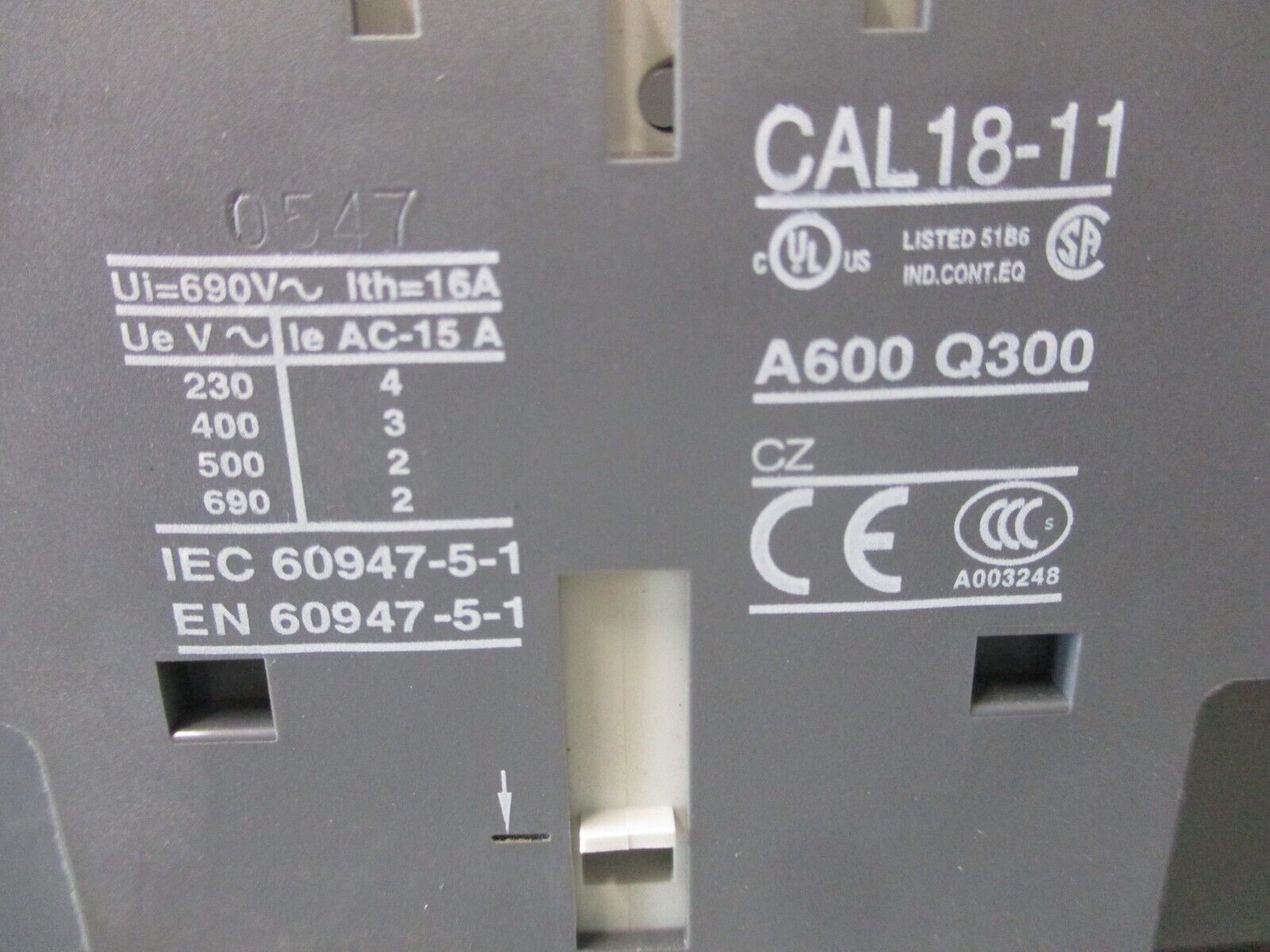 ABB Contactor AF145-30 20-60VDC Coil 230A 600V Used