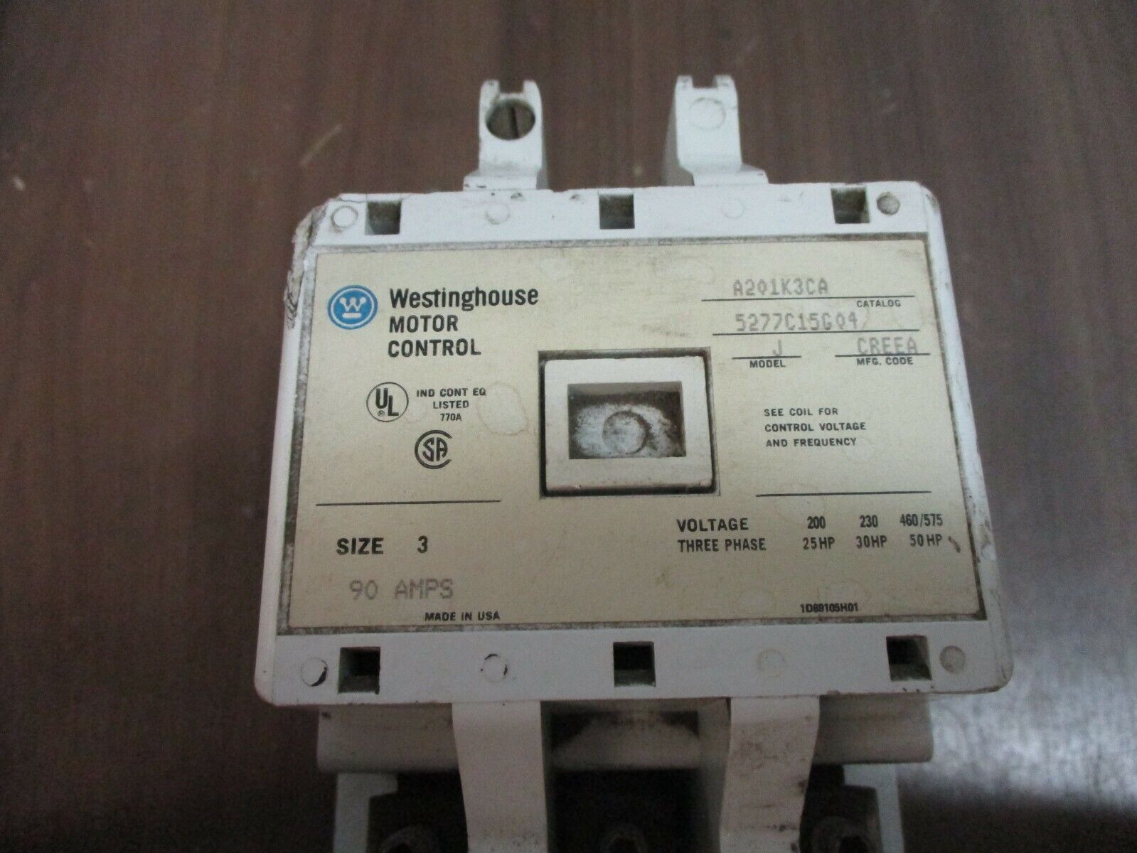 Westinghouse Size 3 Contactor A201K3CA 120V Coil 90A *Chipped Corner* Used