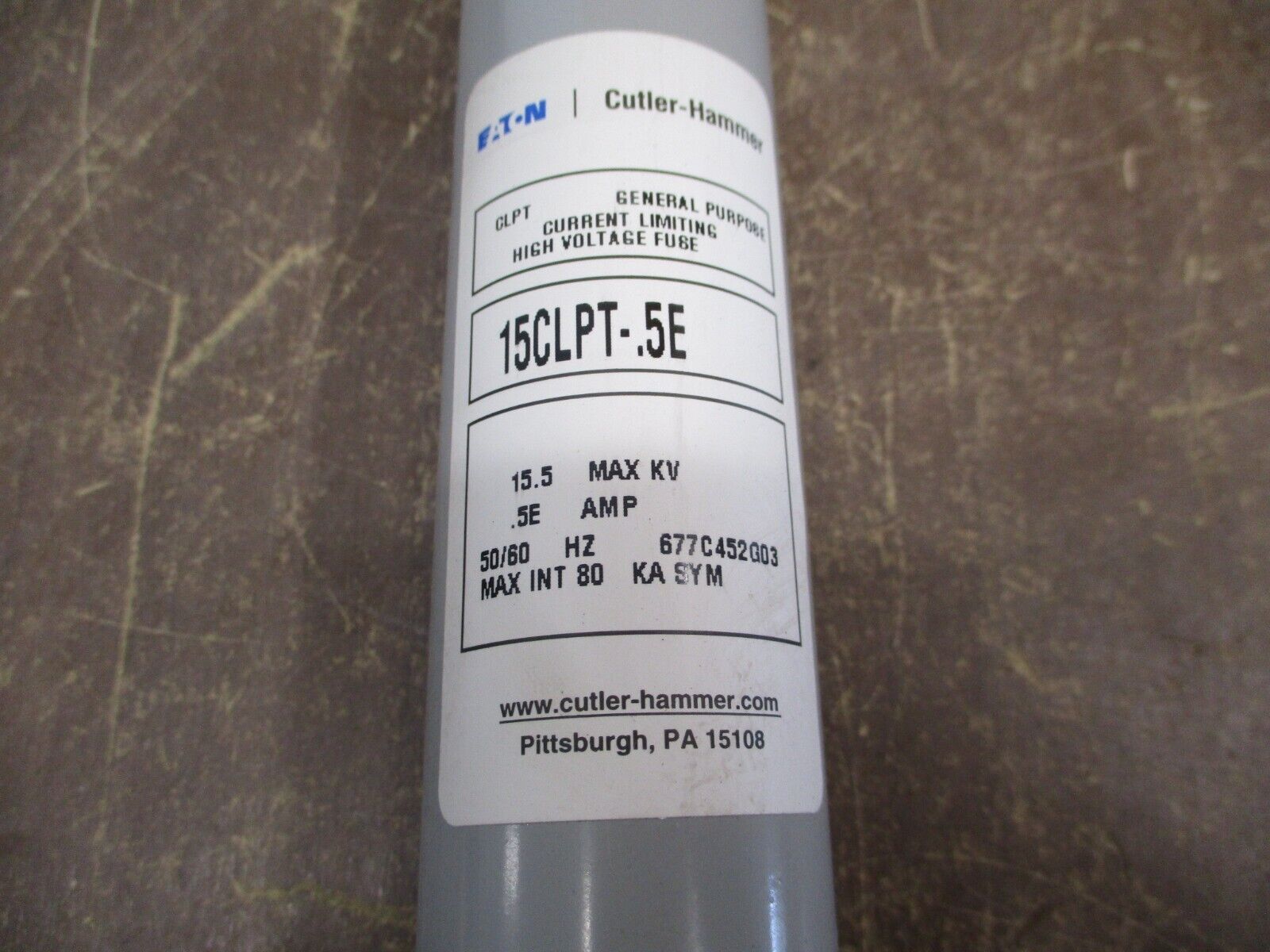 Cutler-Hammer Fuse 15CLPT-.5E 15.5kV 0.5E Style #: 677C452G03 New Surplus