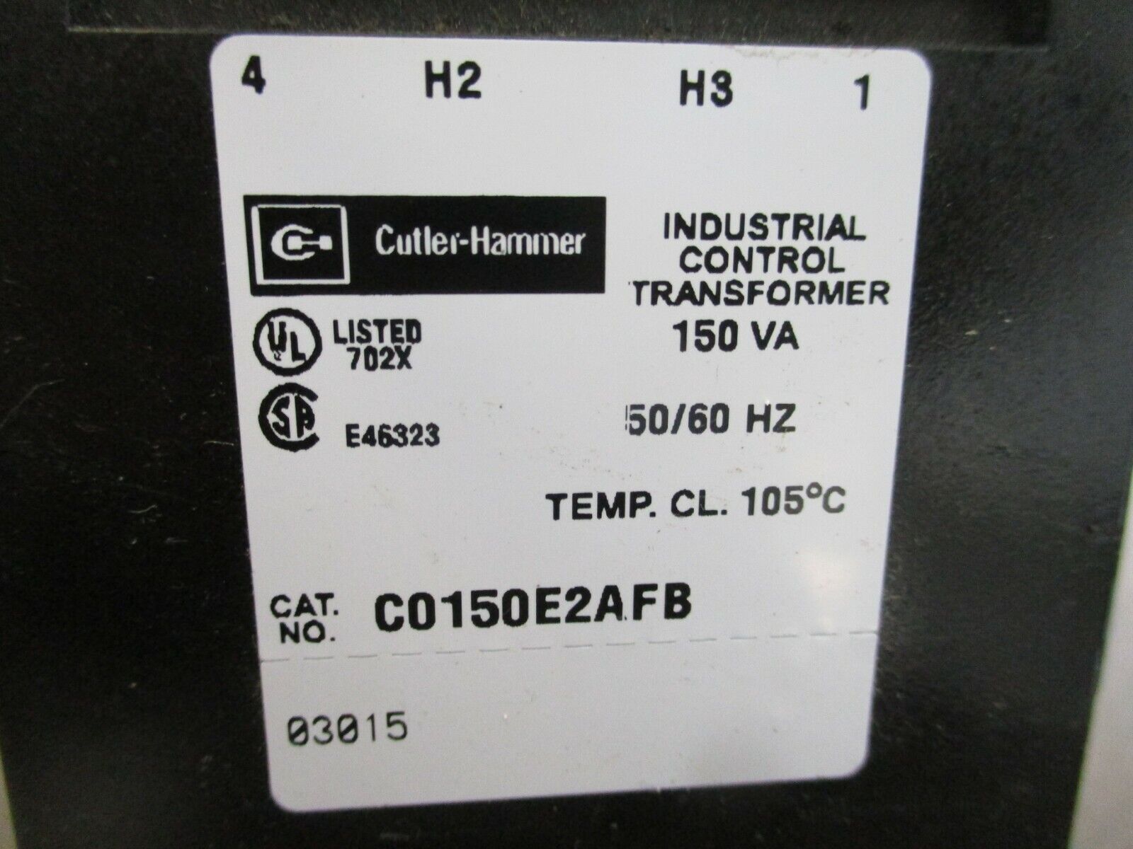 Cutler-Hammer Control Transformer C0150E2AFB 0.150kVA Pri: 240/480V Sec: 120V