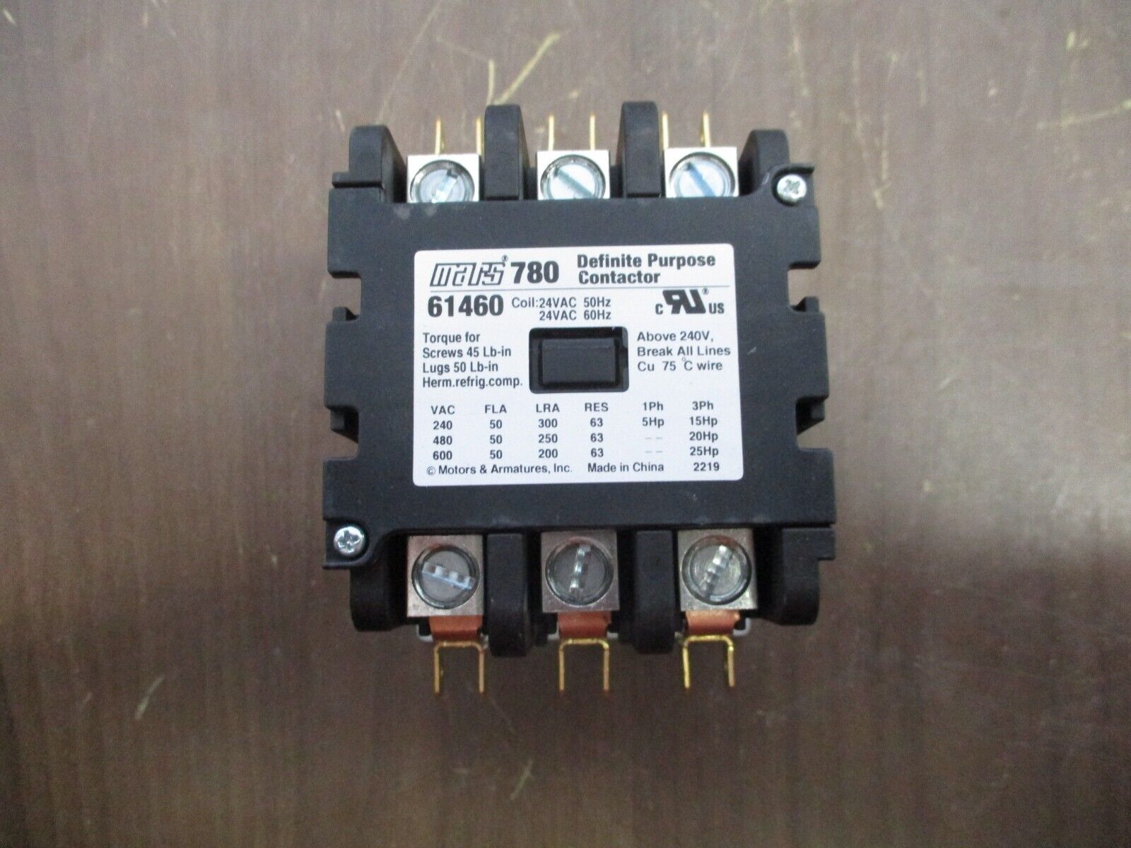Mars 780 Definite Purpose Contactor 61460 24V Coil 50A 3P New Surplus