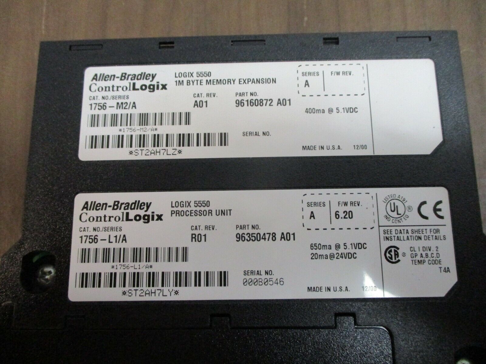 Allen-Bradley ControlLogix 5550 Processor Unit w/ Memory Expansion 1756-M2/A