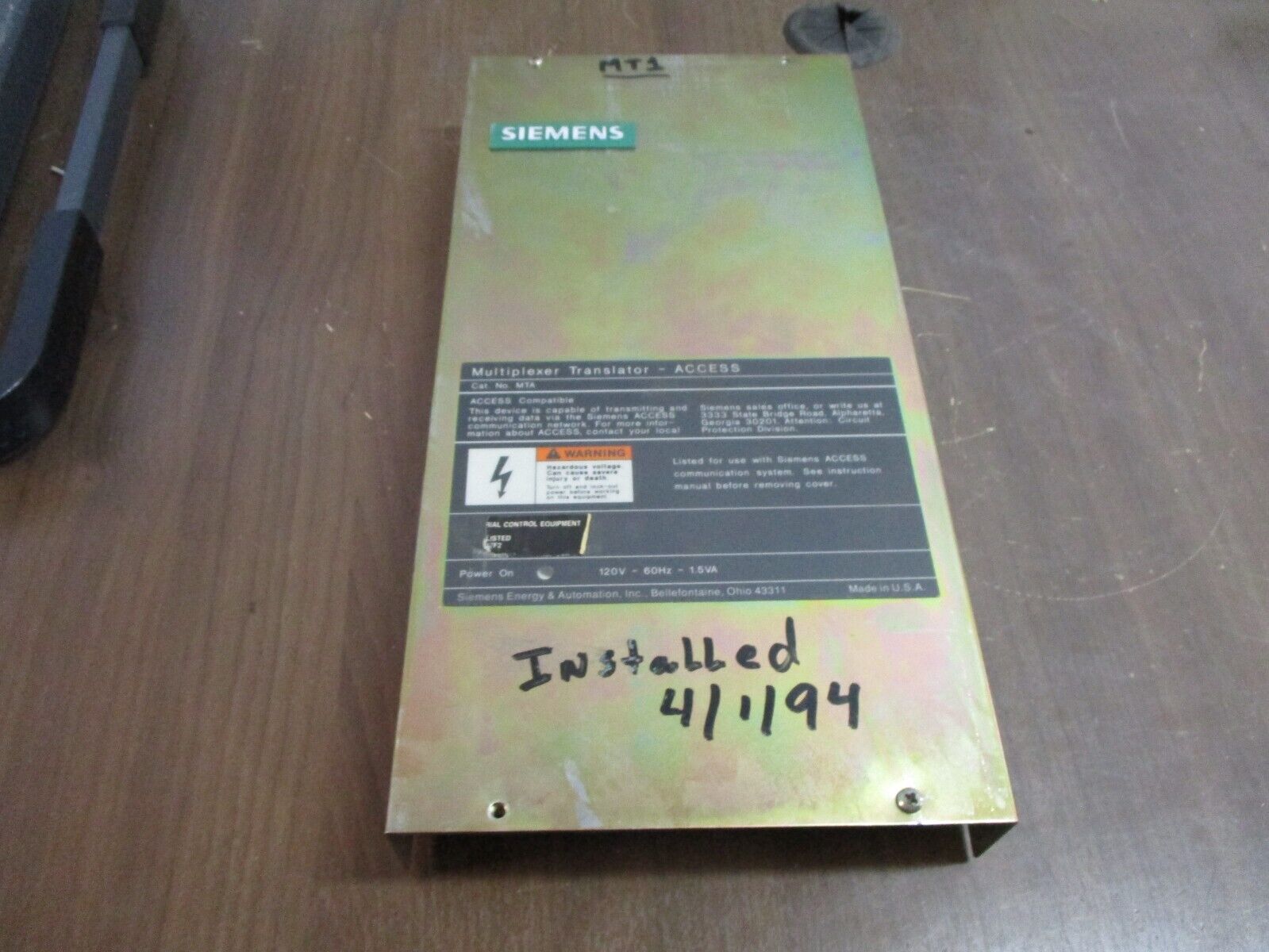 Siemens Multiplexer Translator MTA 120V 60Hz 1.5VA Used