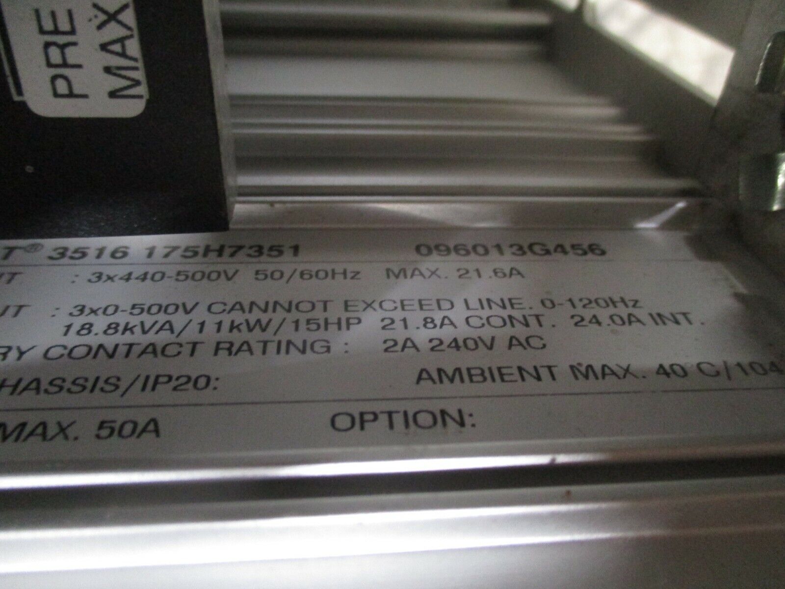 Graham VLT 3516 AC Drive VLT 3516 175H7351 15HP 3Ph 440-500V Used