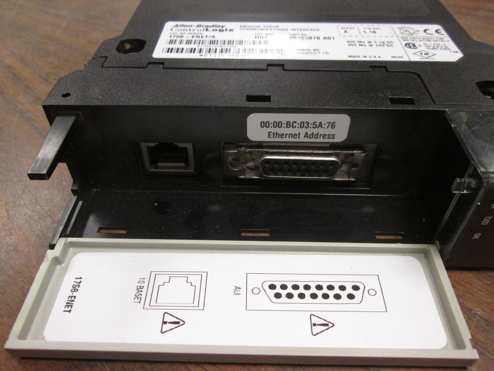 Allen-Bradley ControlLogix Ethernet TCP/IP Comm Interface 1756-ENET/A Used