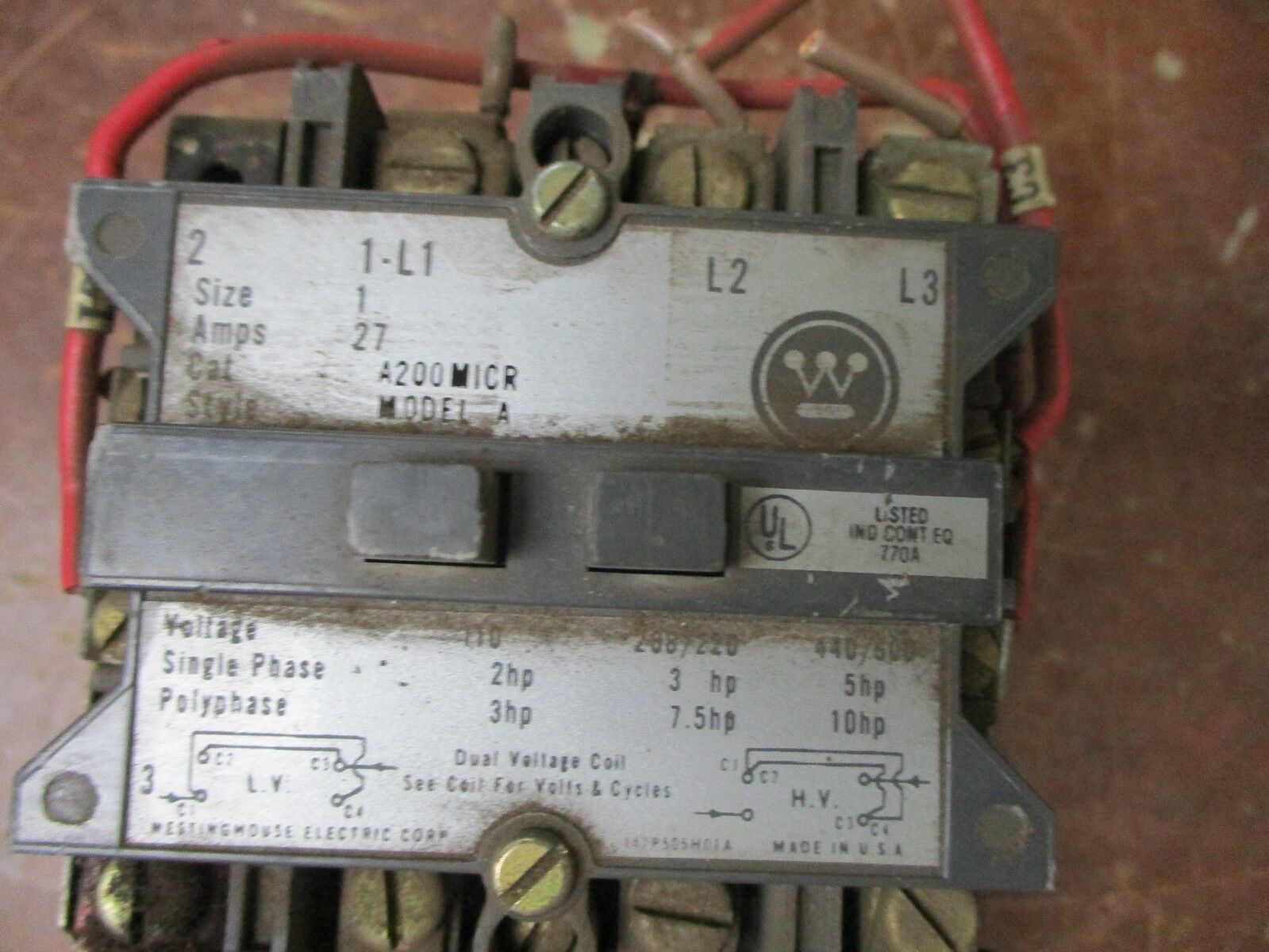 Westinghouse Size 1 Contactor A200M1CR 27A 120/240V Coil 600V Used