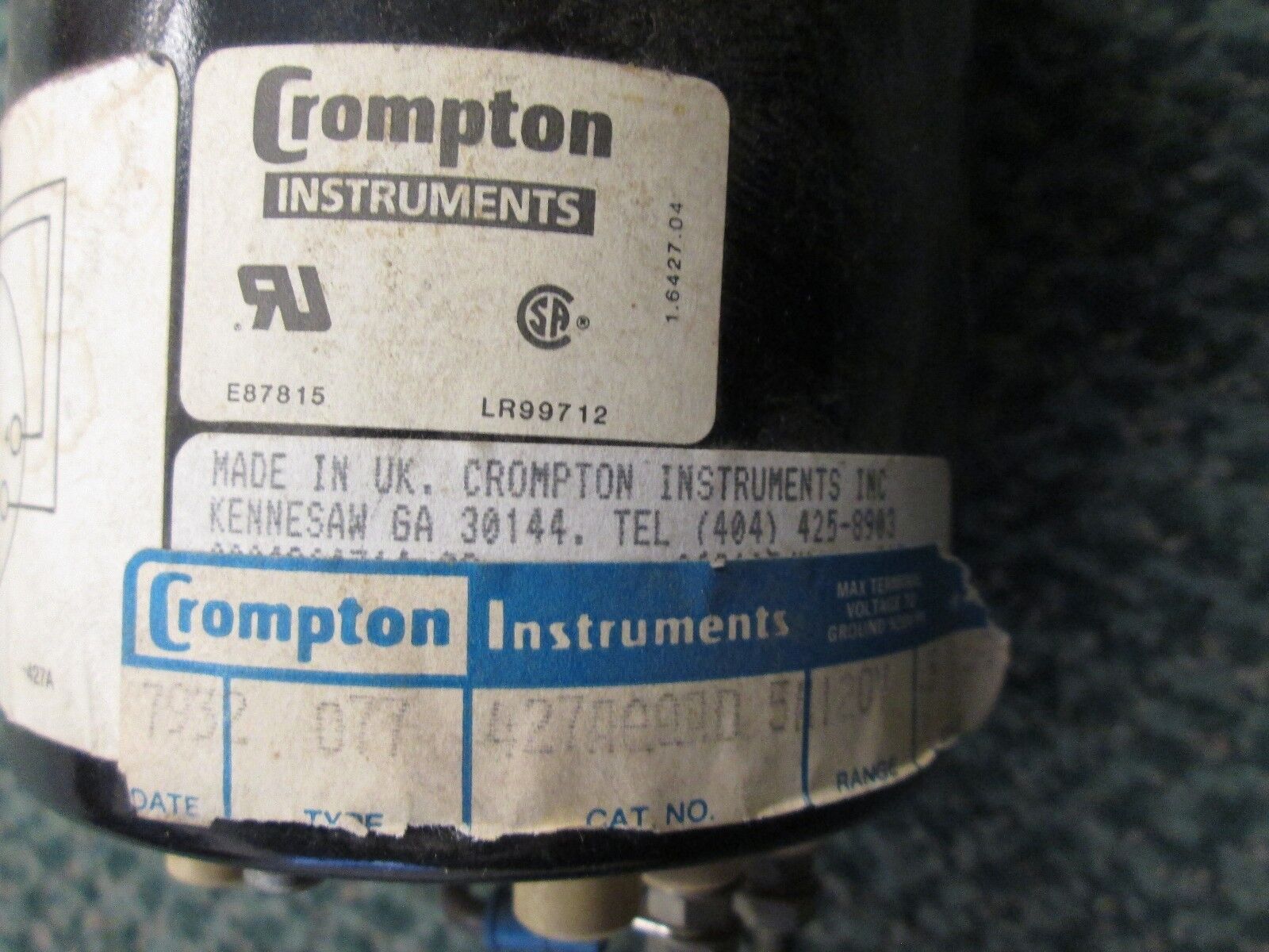 Crompton Power Factor Meter 077-427AQQAD Range +/- .5 120V Used