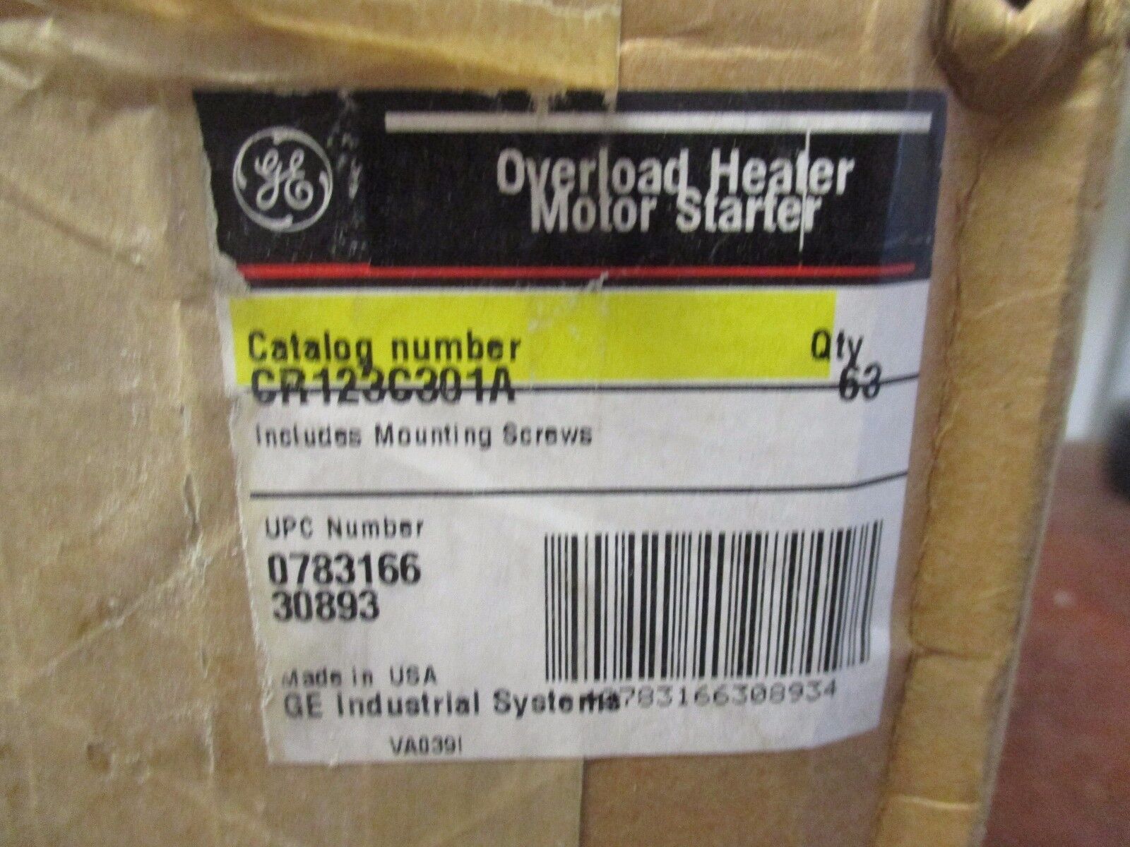 GE Overload Heater CR123C301A w/Mounting Screws "Box of 63" New Surplus