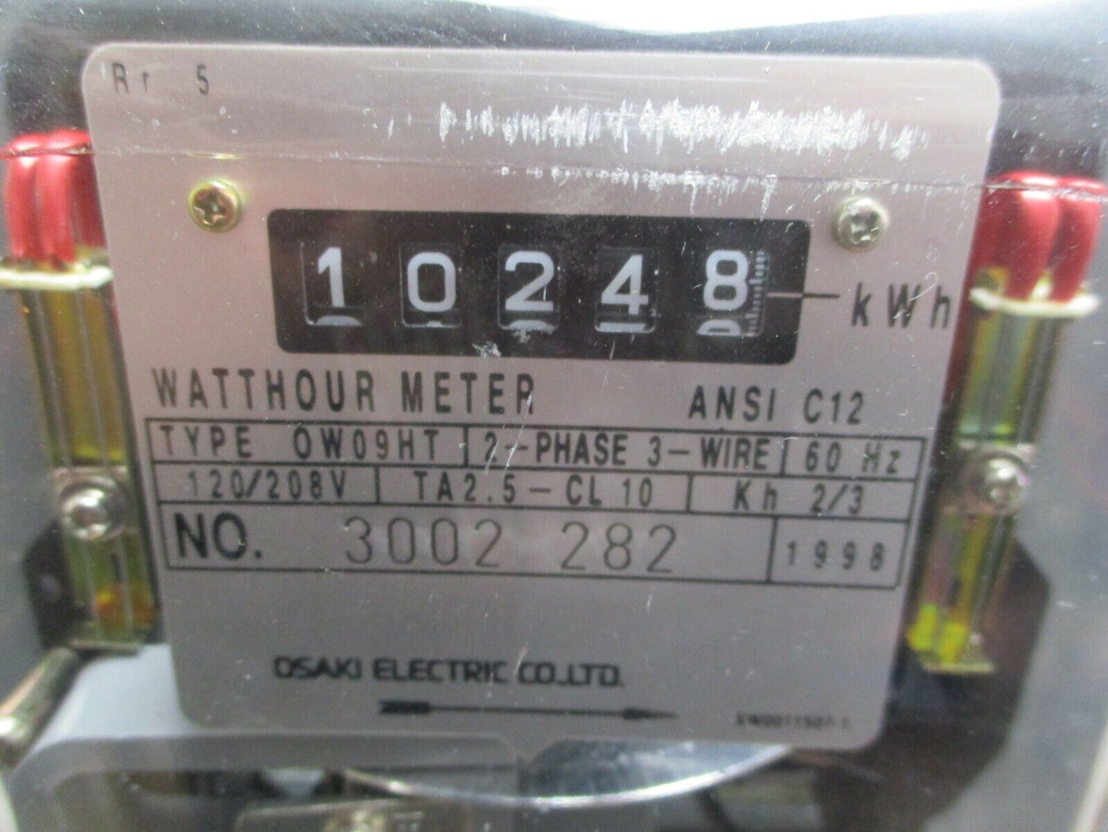 Osaki Watthour Meter 0W09HT 120/208V 60Hz 2Ph 3W Used