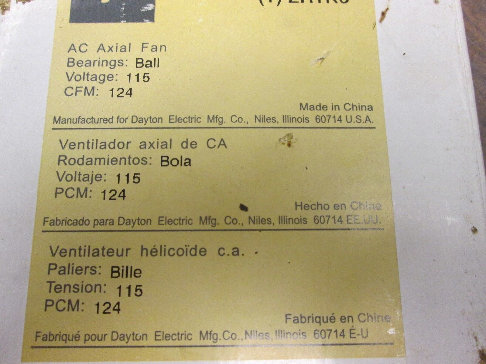 Dayton AC Axial Fan 2RTK6 115V 124 CFM Ball Bearing New Surplus