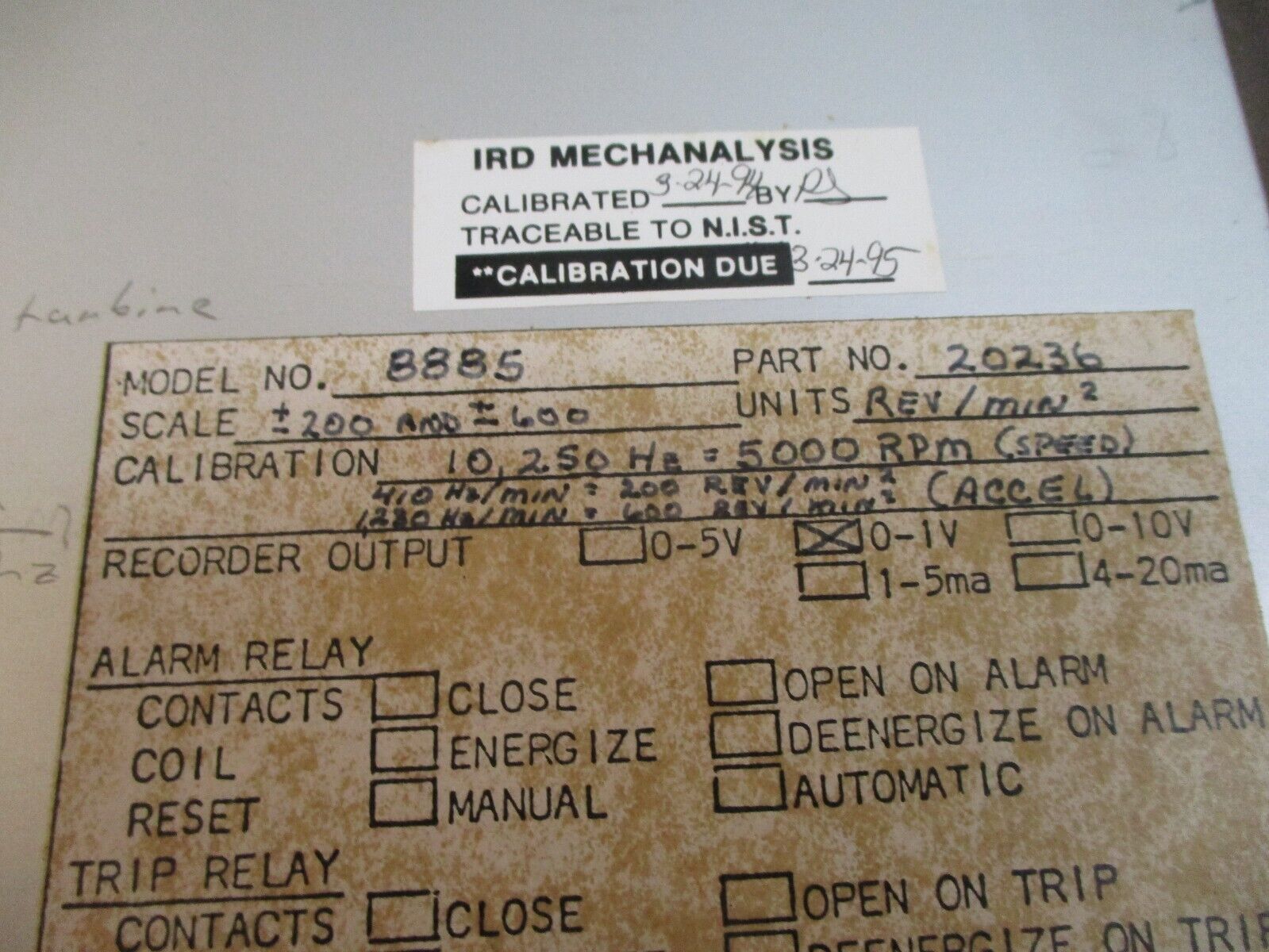 IRD Mechanalysis 8885 Module 20236 24V Used