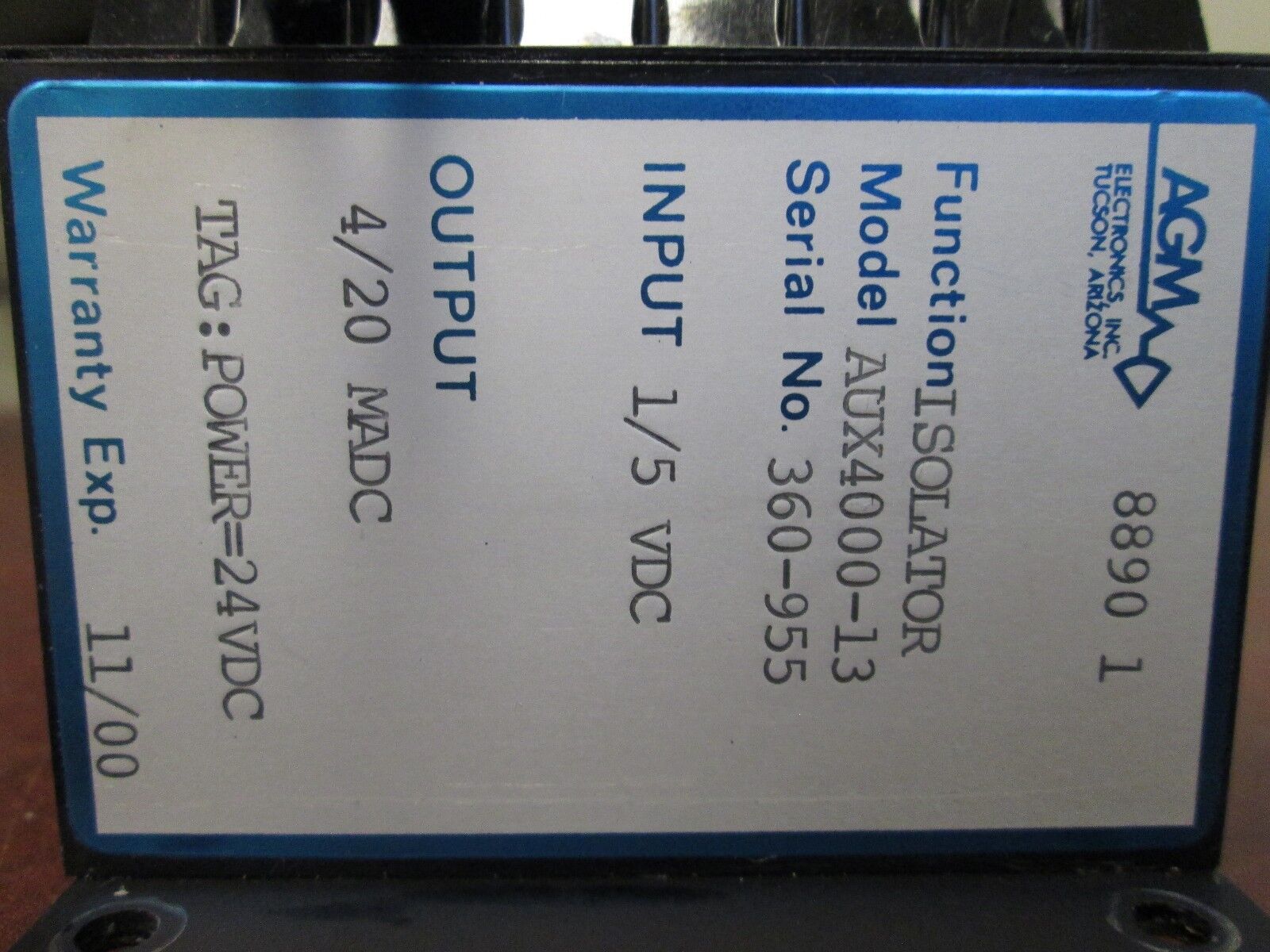 AGM Optical Isolator AUX4000-13 Input: 1/5VDC Output: 4/20MADC Used