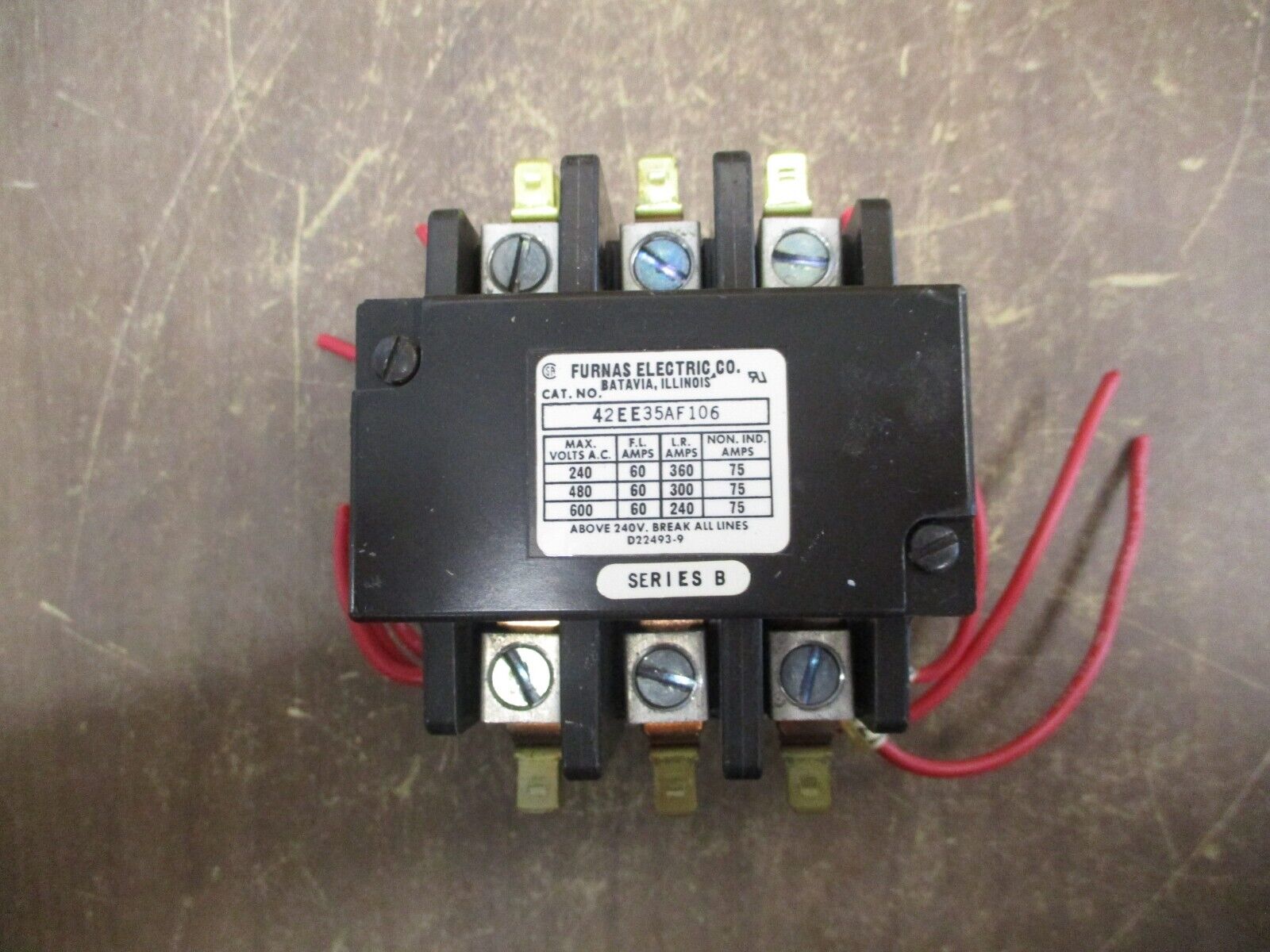 Furnas Contactor 42EE35AF106 110/120V Coil 60A 600V Used