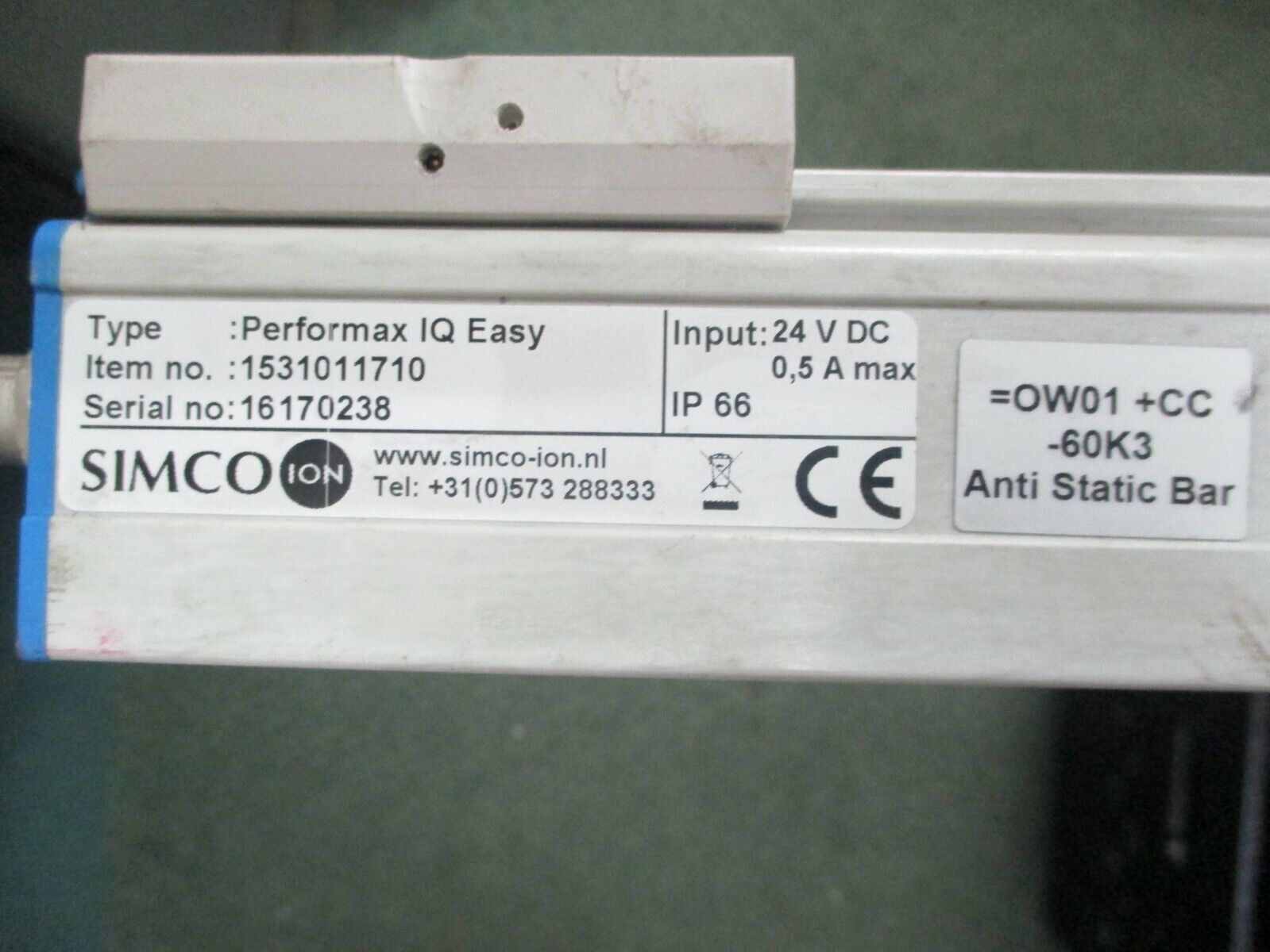 Simco Ion Performax IQ Easy Static Neutralizing Bar 1531011710 Length: 70" Used