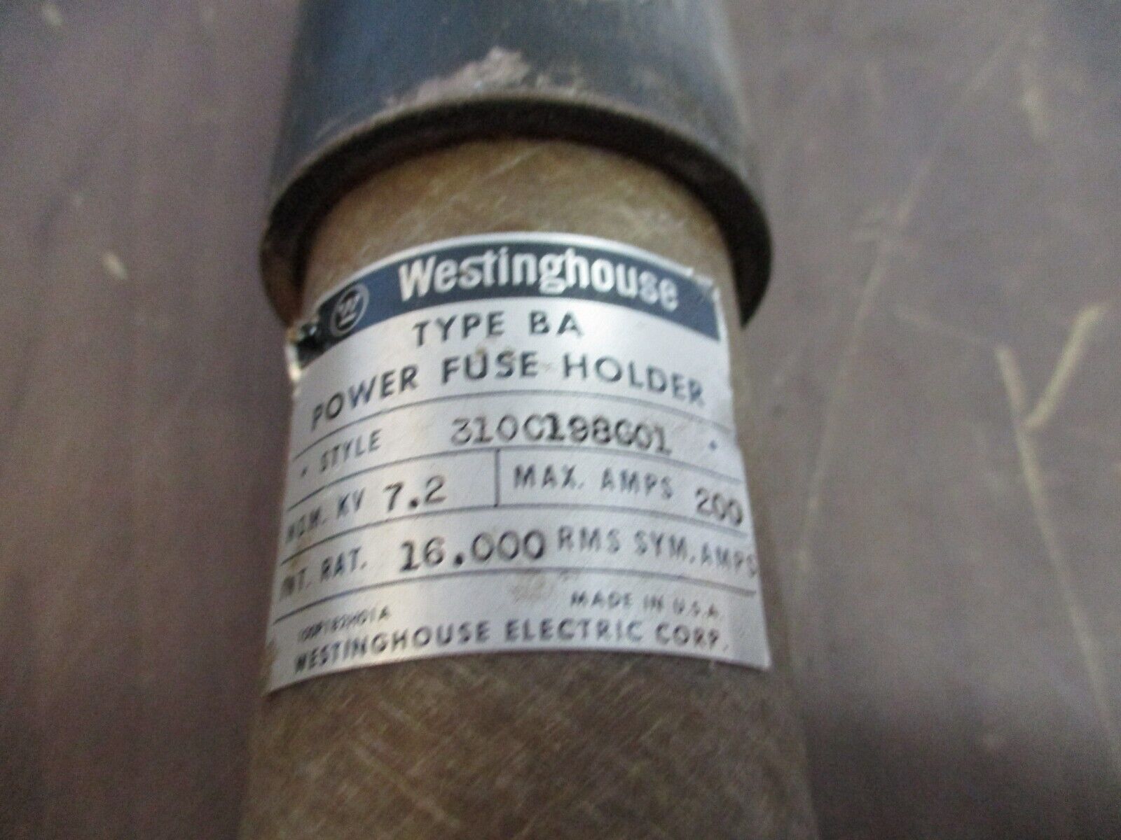 Westinghouse Type BA Power Fuse Holder 310C198G01 200A Max 7.2kV Used