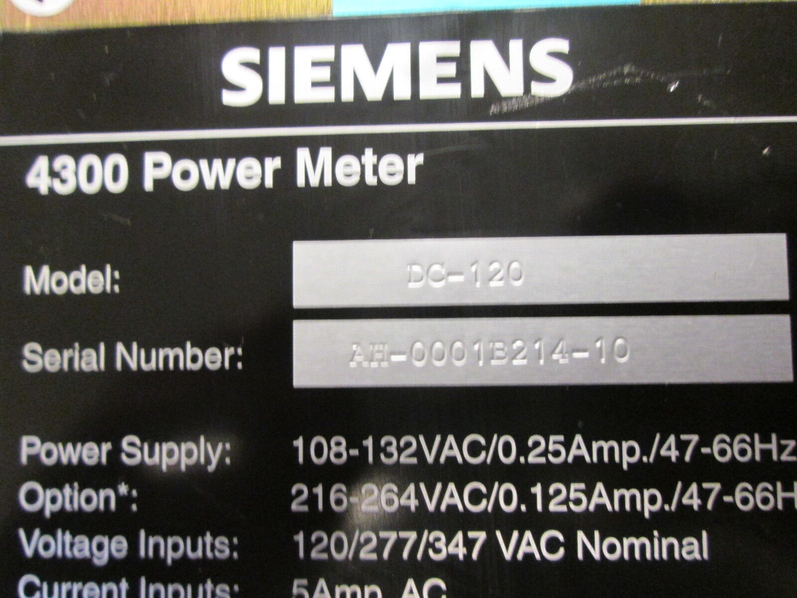 Siemens 4300 Power Meter & Display DC-120 4300 Display Module Used