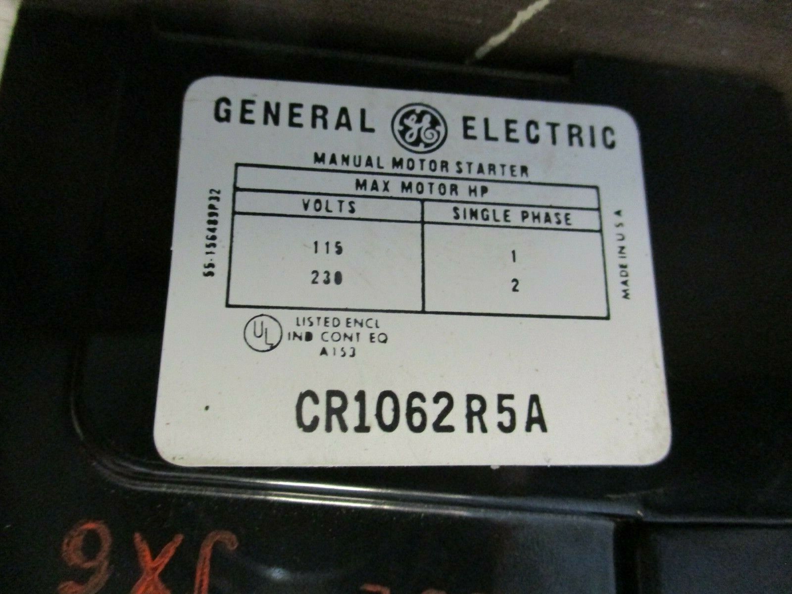 GE Manual Starter CR1062R5A 115/230V 2HP Used