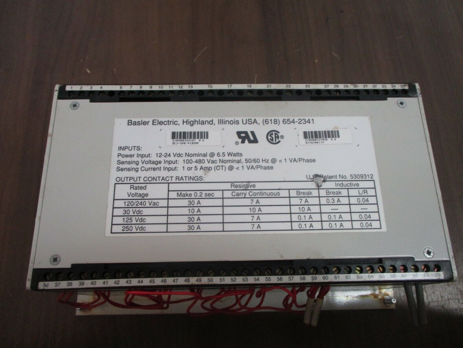 Basler BE3-GPR Generator Protective Relay BE3-GPR-P1B0NF Power: 12-24VDC 6.5W