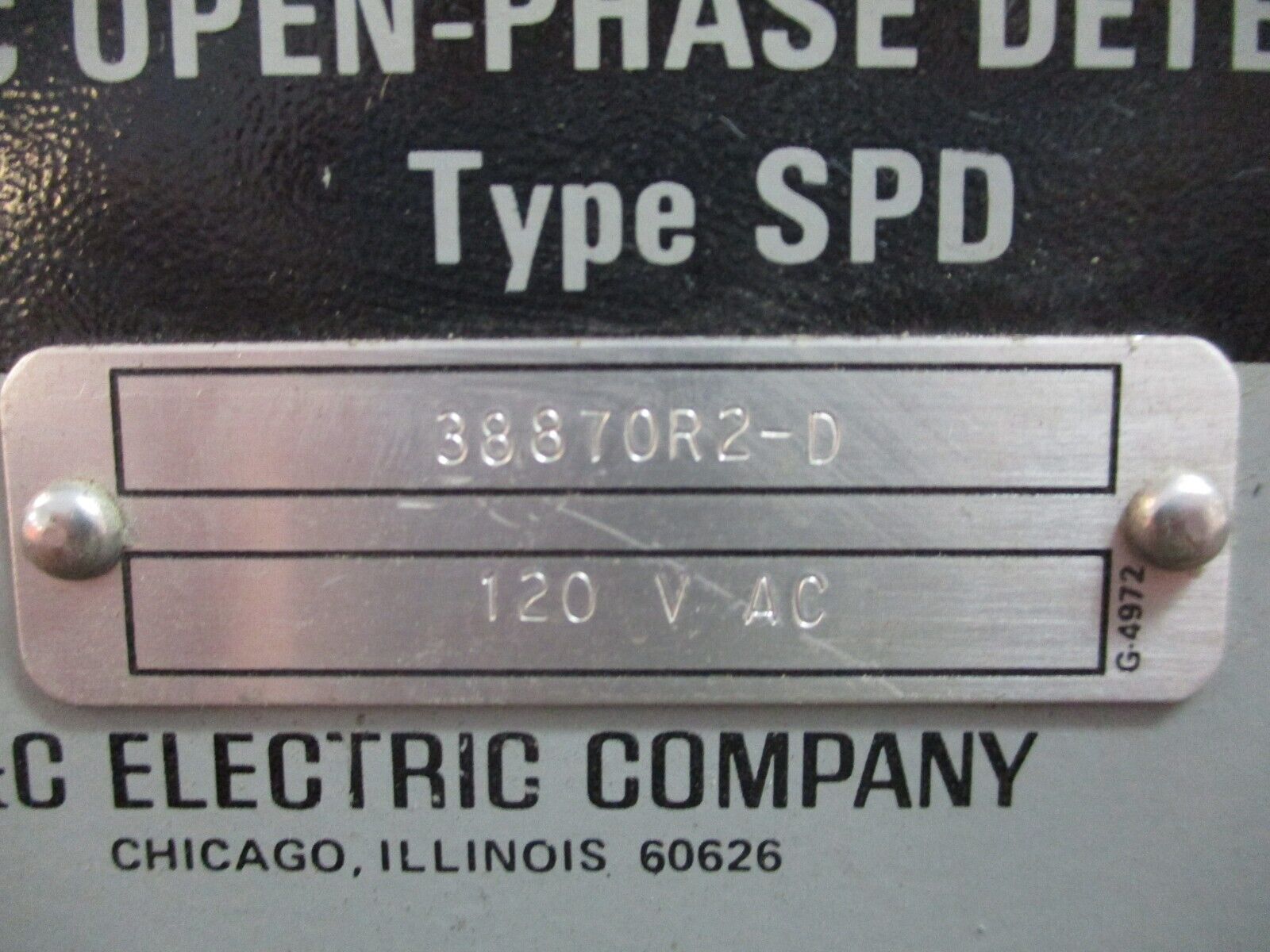 S&C Type SPD Open-Phase Detector 38870R2-D 120VAC Control Used