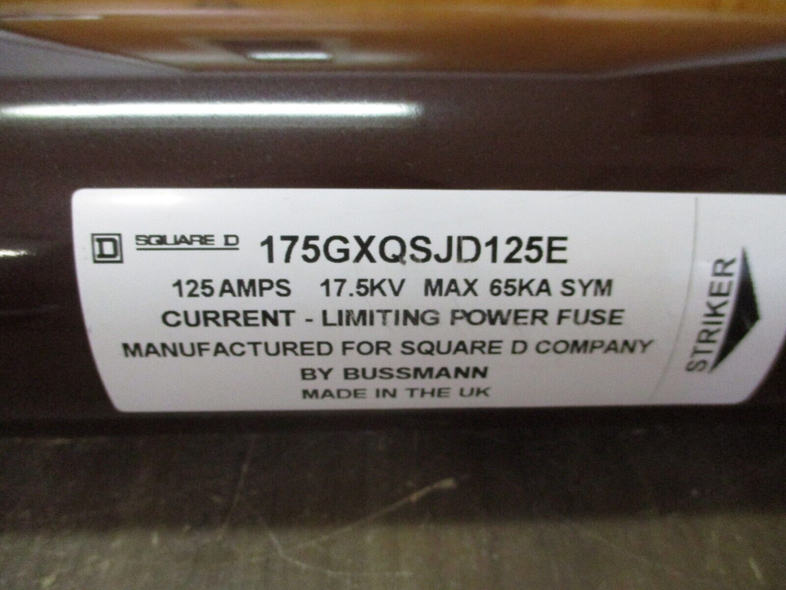 Square D Fuse 175GXQSJD125E 125A 17.5kV Used