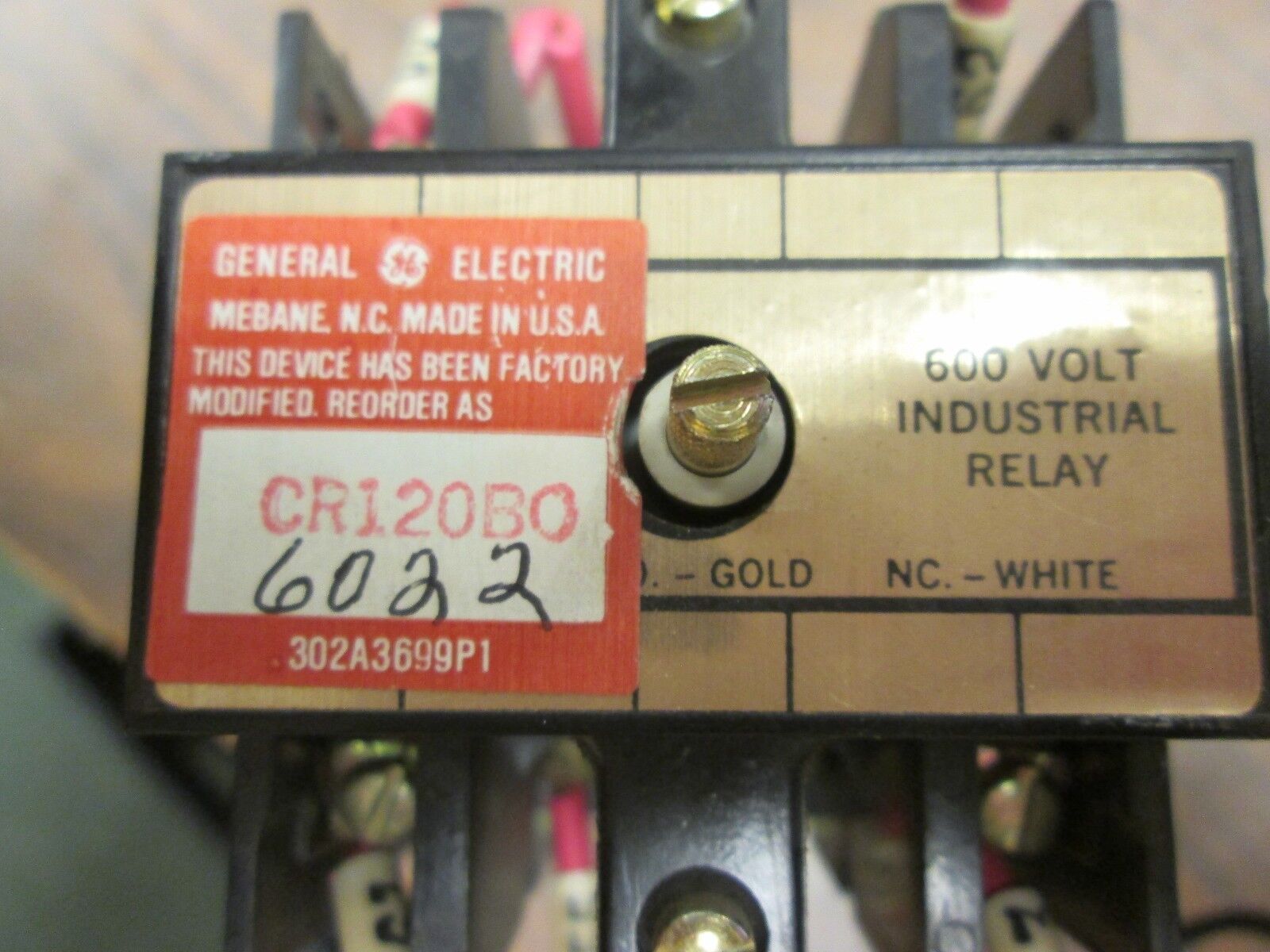 GE Relay CR120BO 6022 120V Coil Used